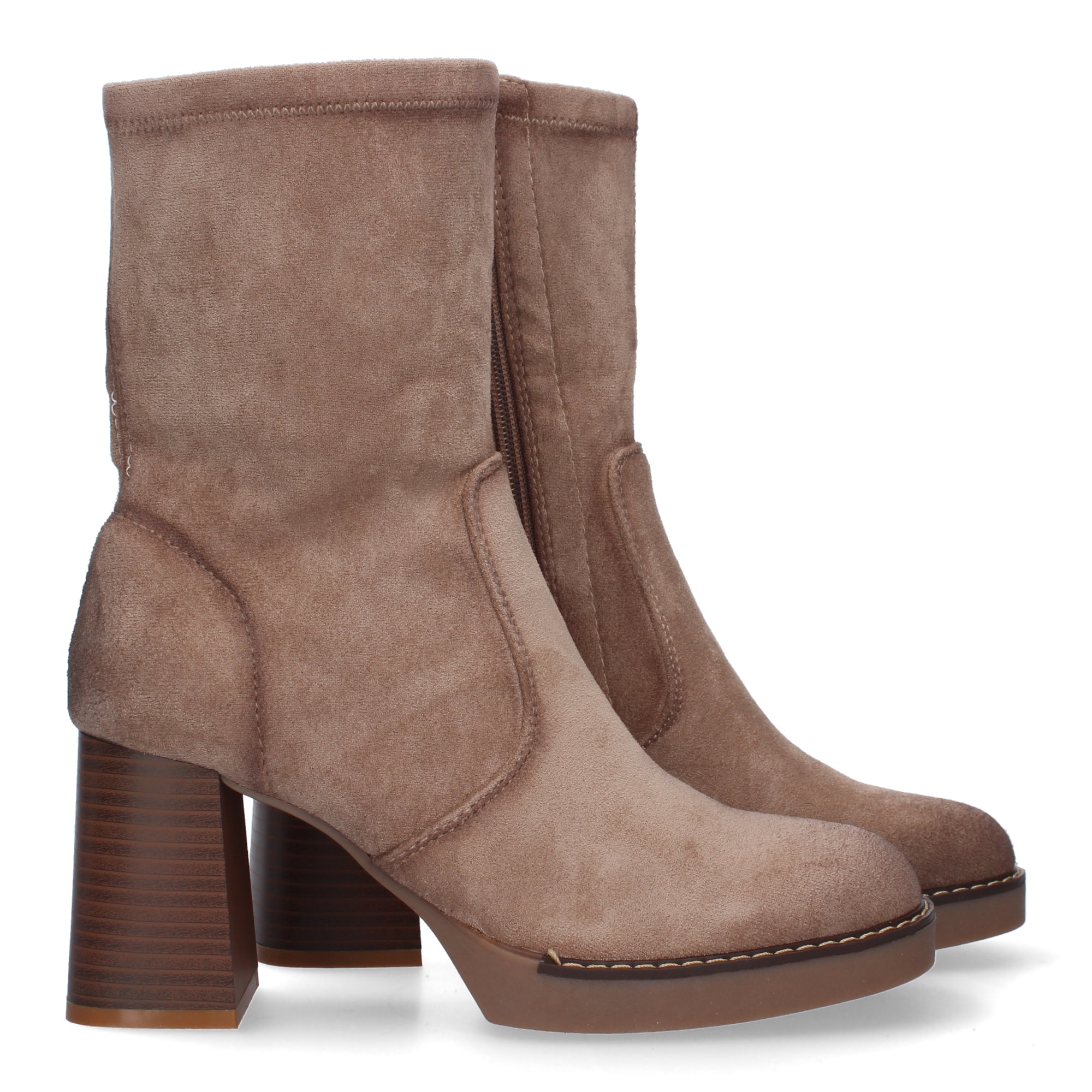 Botines beige con cierre cremallera