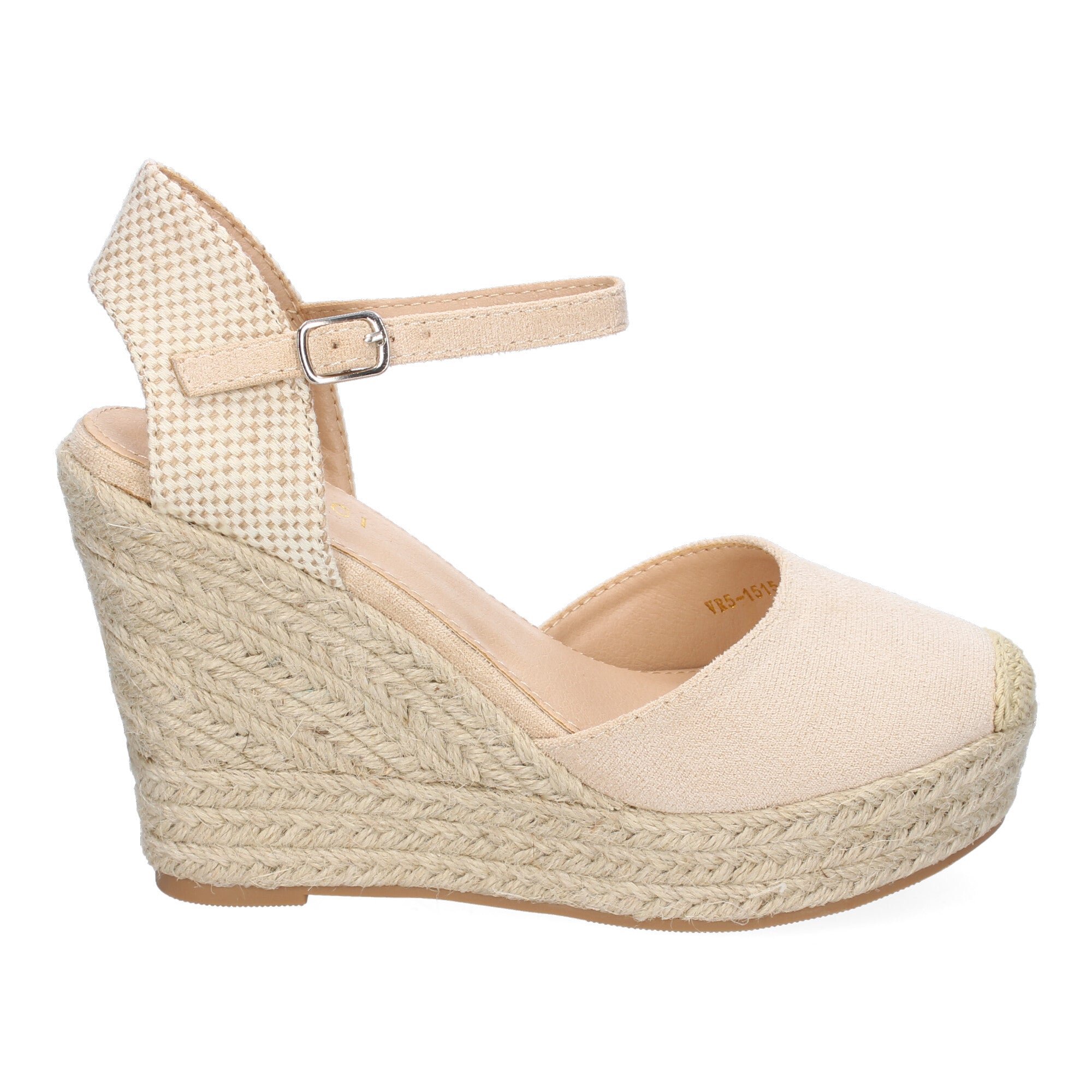 Sandalia de Cuña de Yute para Mujer, Cómoda y Elegante con Punta Bordada y Hebilla