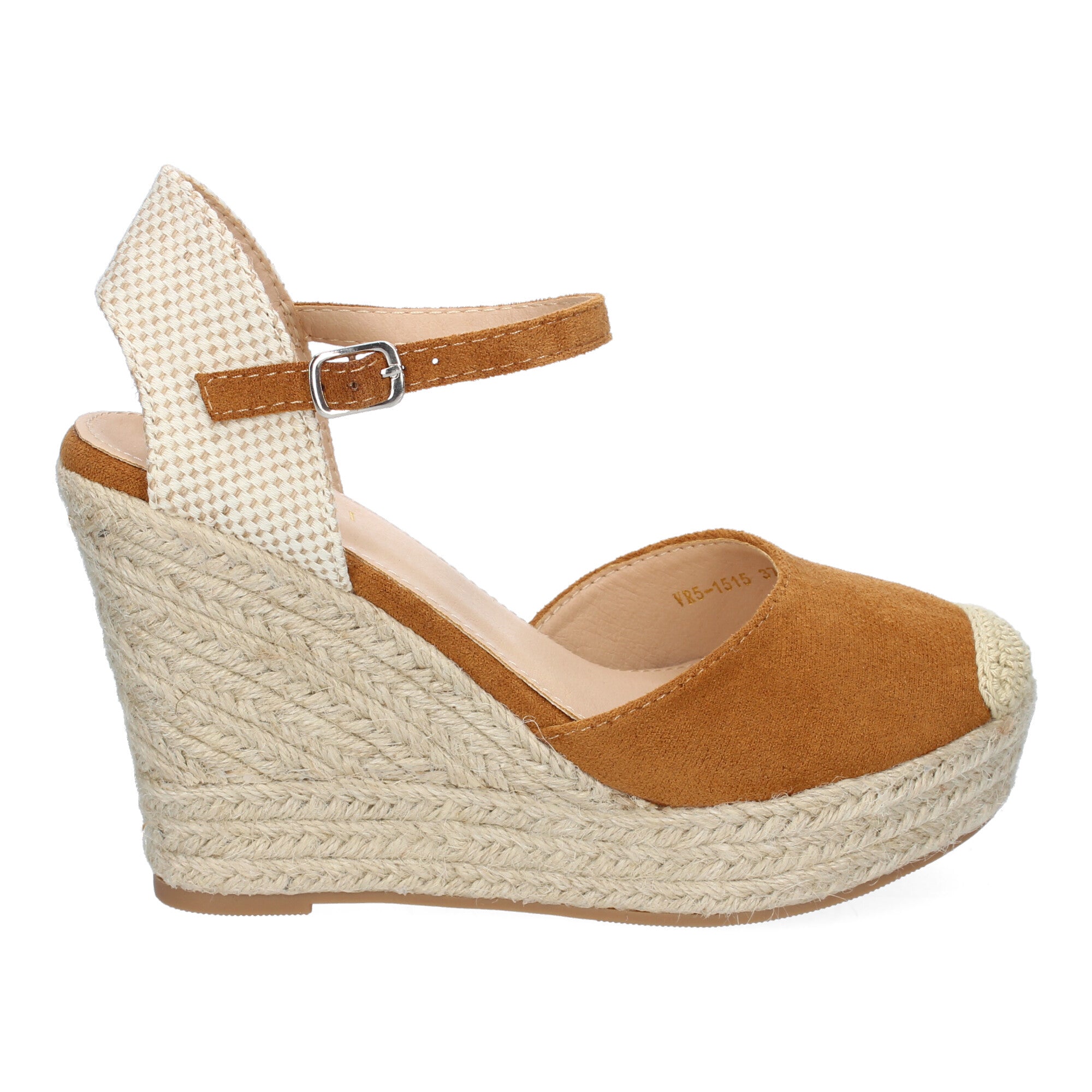 Sandalia de Cuña de Yute para Mujer, Cómoda y Elegante con Punta Bordada y Hebilla