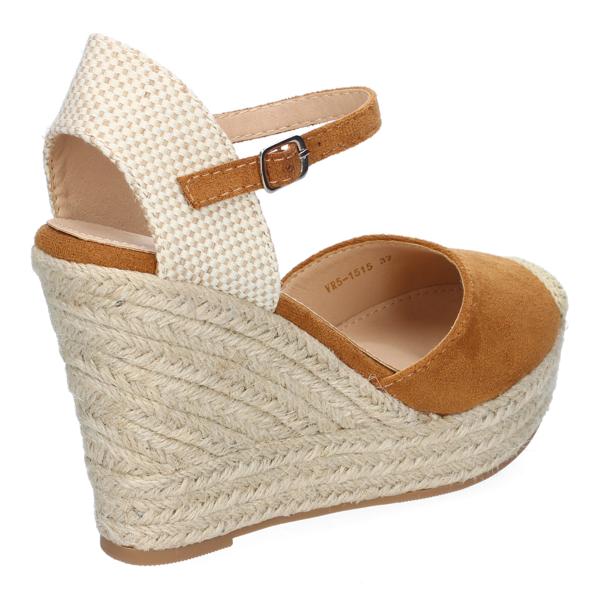 Sandalia de Cuña de Yute para Mujer, Cómoda y Elegante con Punta Bordada y Hebilla