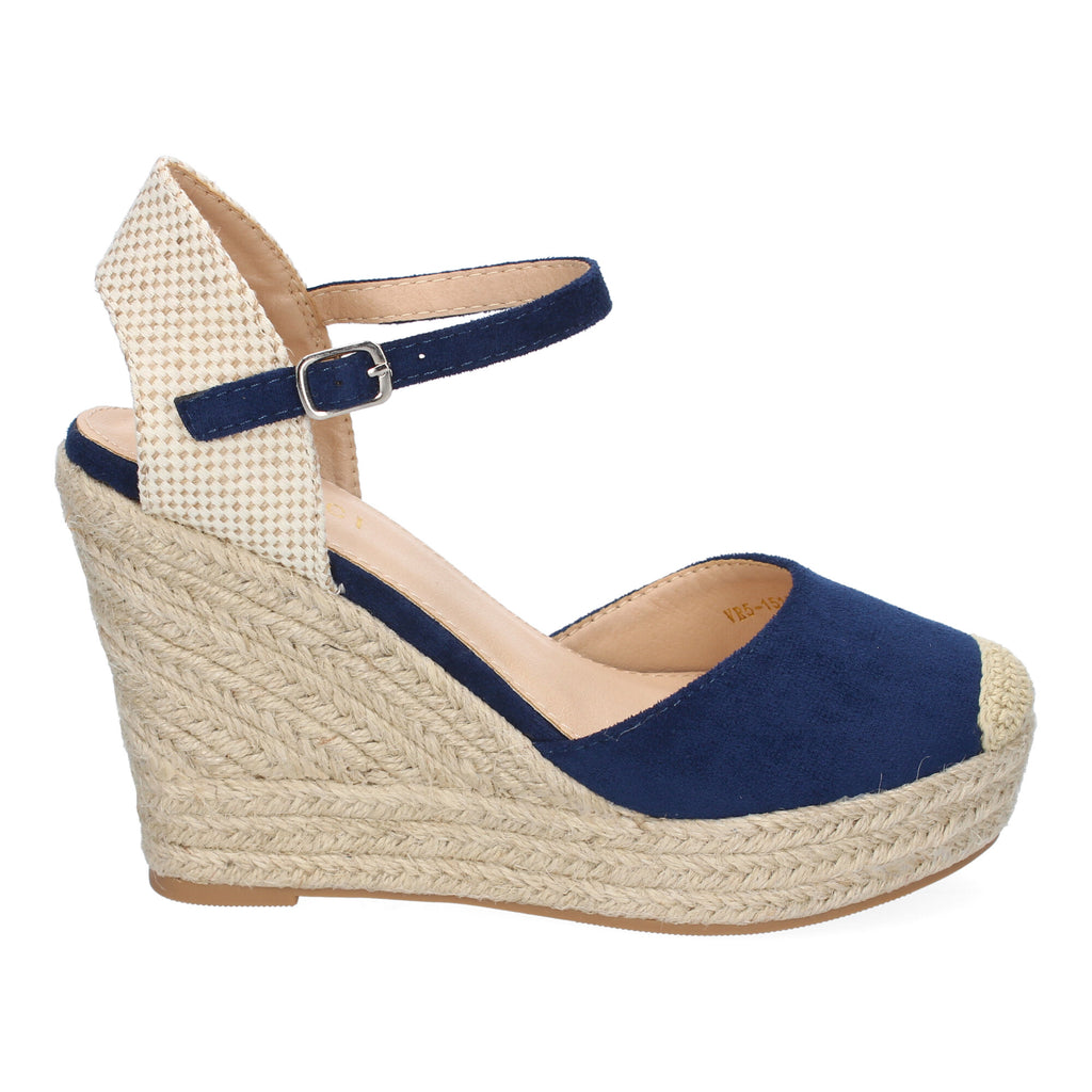 Sandalia de Cuña de Yute para Mujer, Cómoda y Elegante con Punta Bordada y Hebilla