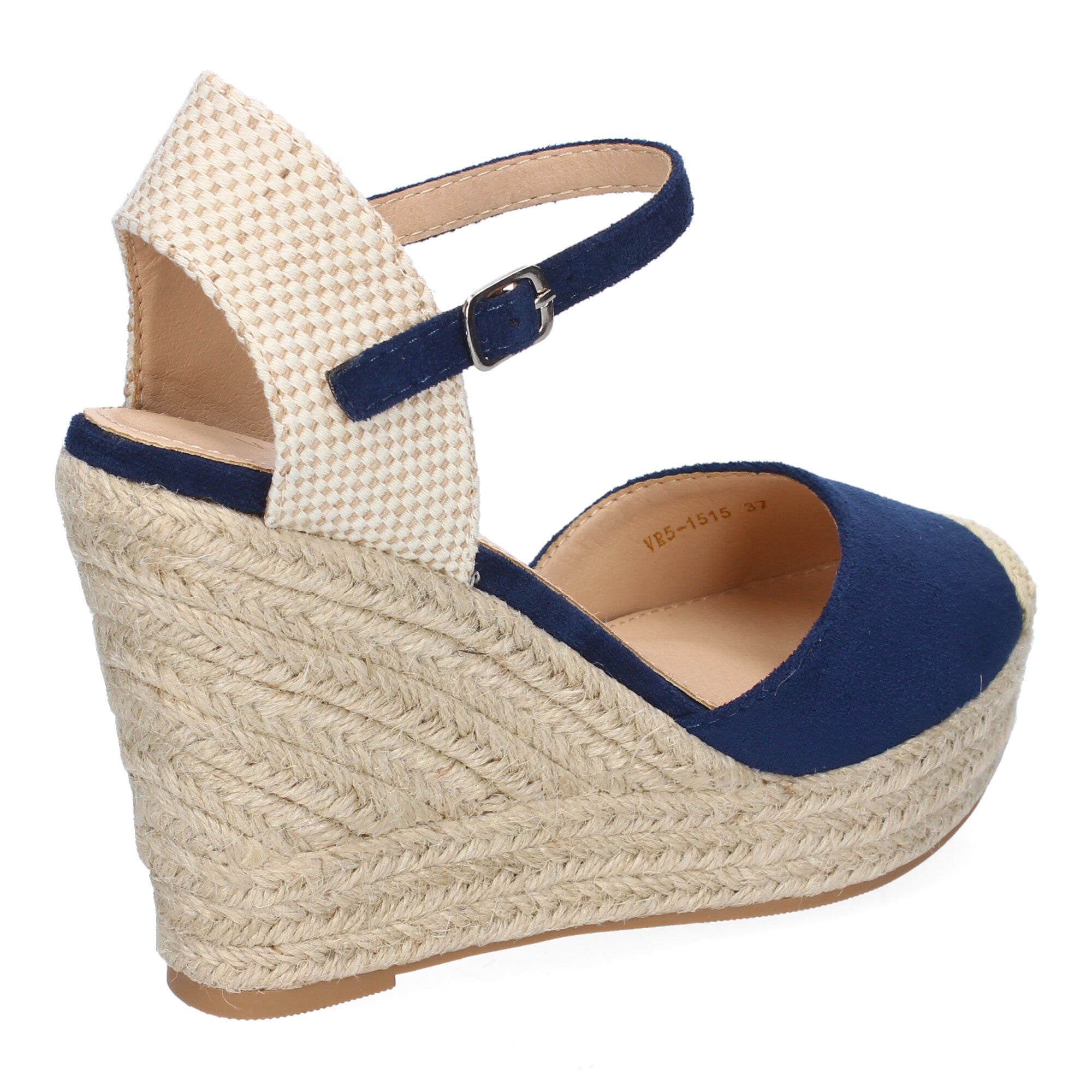 Sandalia de Cuña de Yute para Mujer, Cómoda y Elegante con Punta Bordada y Hebilla