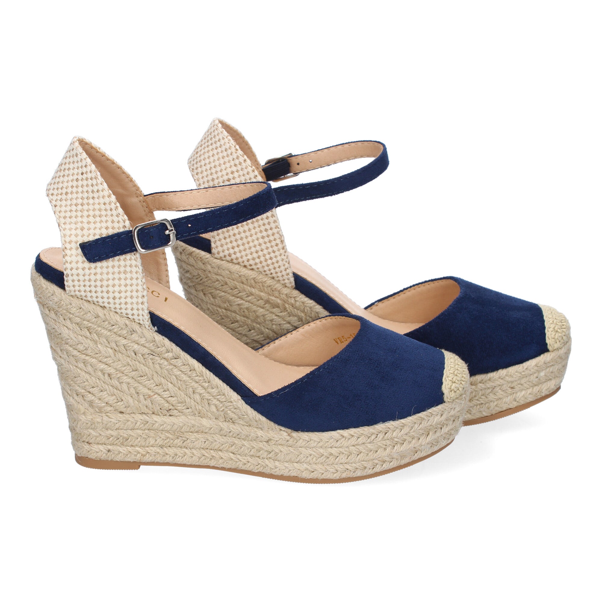 Sandalia de Cuña de Yute para Mujer, Cómoda y Elegante con Punta Bordada y Hebilla