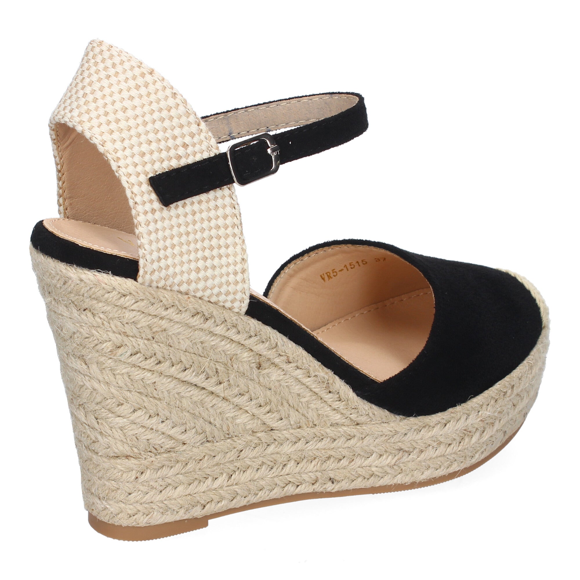 Sandalia de Cuña de Yute para Mujer, Cómoda y Elegante con Punta Bordada y Cierre de Hebilla