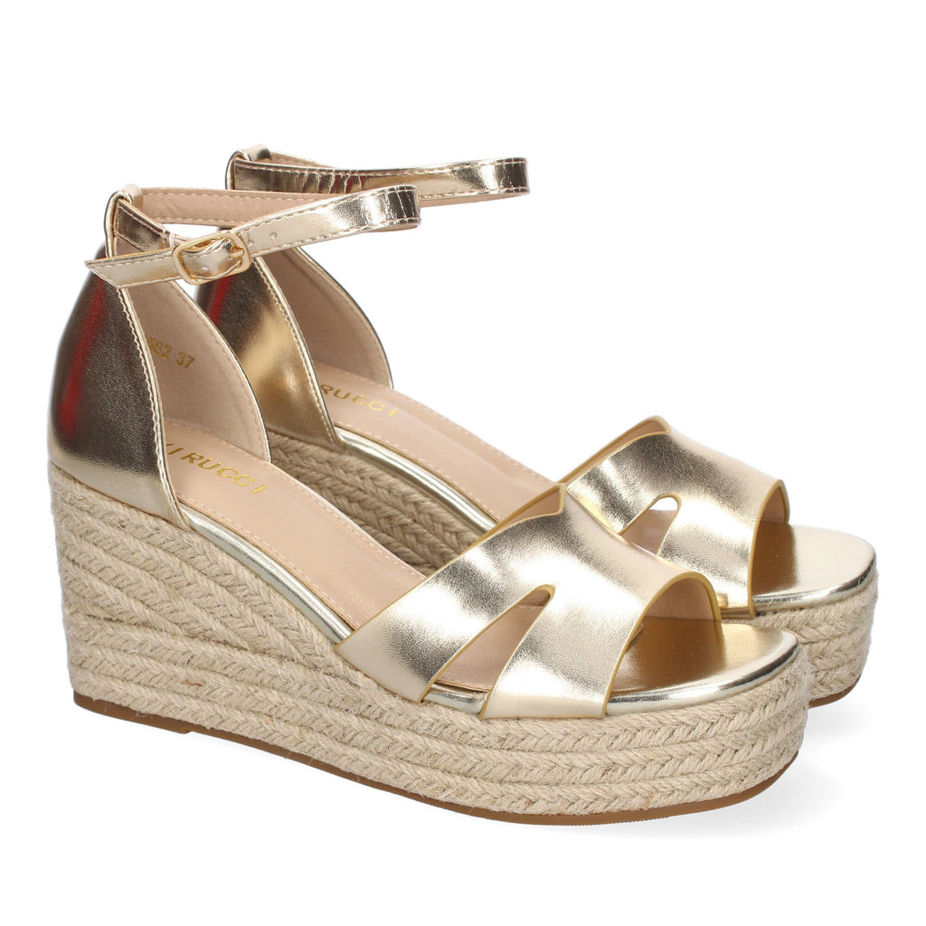 Sandalia de Cuña de Yute para Mujer, Cómoda y Elegante con Detalles en la Pala y Hebilla