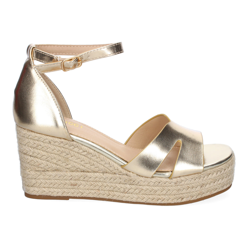 Sandalia de Cuña de Yute para Mujer, Cómoda y Elegante con Detalles en la Pala y Hebilla