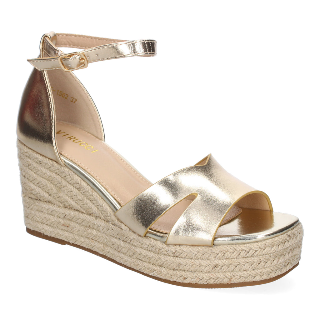 Sandalia de Cuña de Yute para Mujer, Cómoda y Elegante con Detalles en la Pala y Hebilla