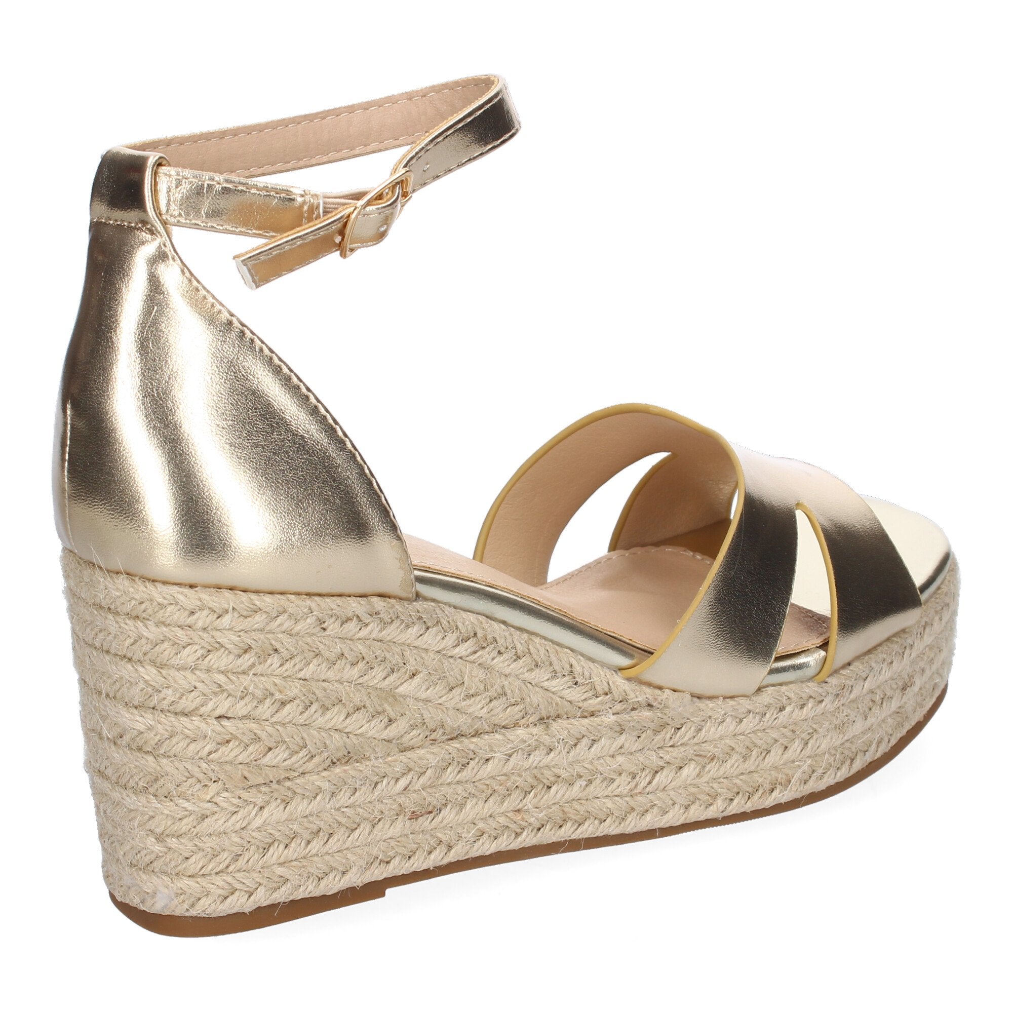 Sandalia de Cuña de Yute para Mujer, Cómoda y Elegante con Detalles en la Pala y Hebilla