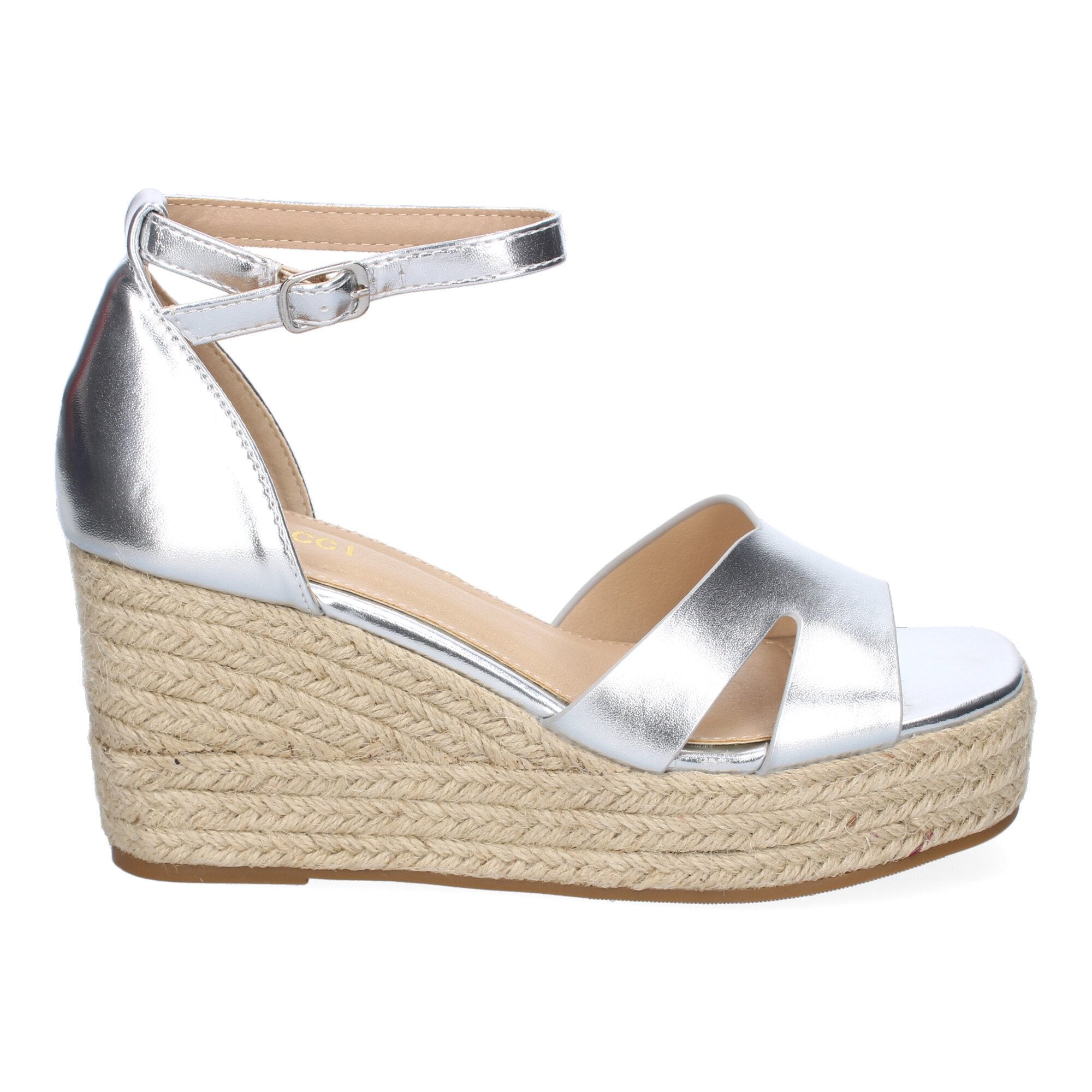 Sandalia de Cuña de Yute para Mujer, Cómoda y Elegante con Detalles en la Pala y Hebilla