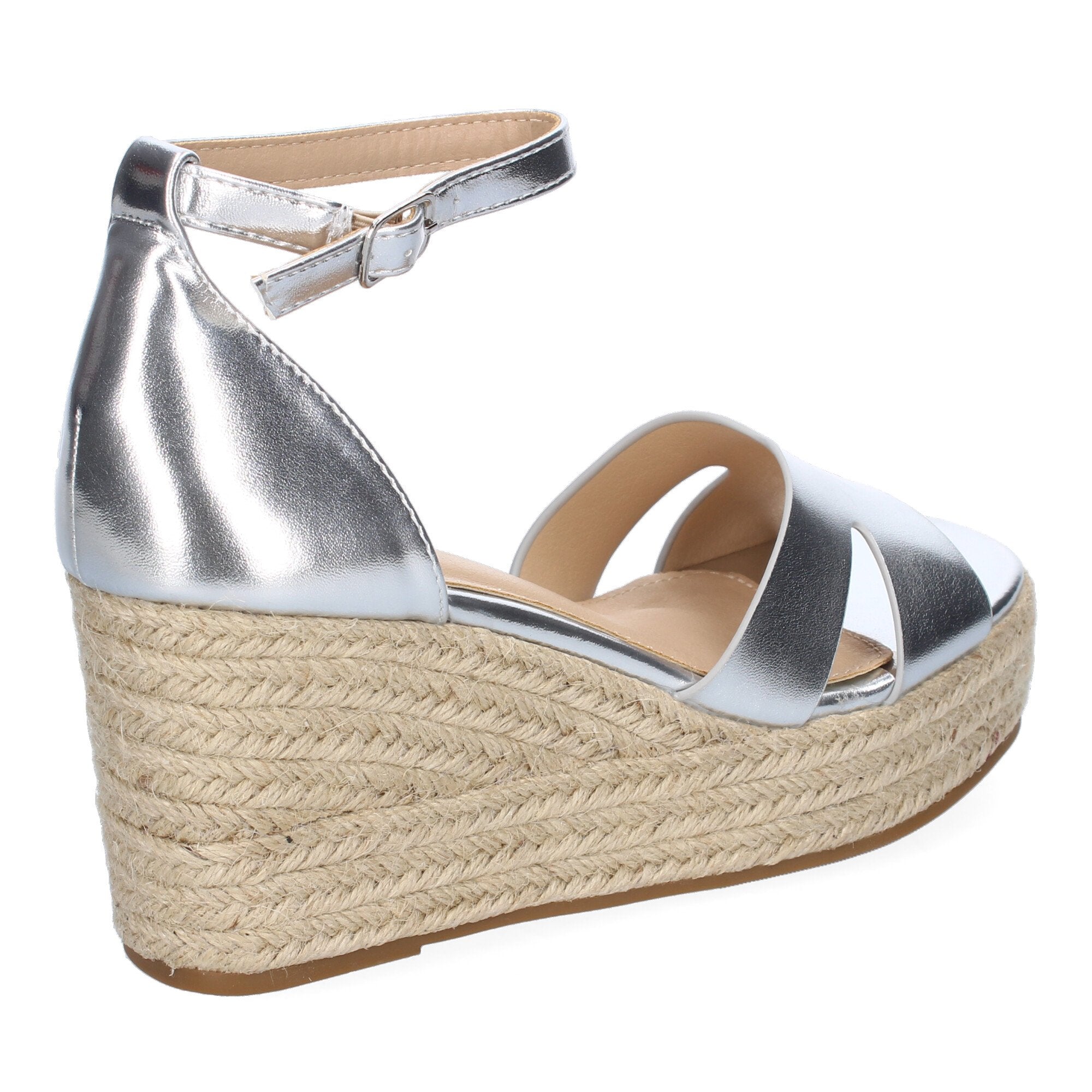 Sandalia de Cuña de Yute para Mujer, Cómoda y Elegante con Detalles en la Pala y Hebilla
