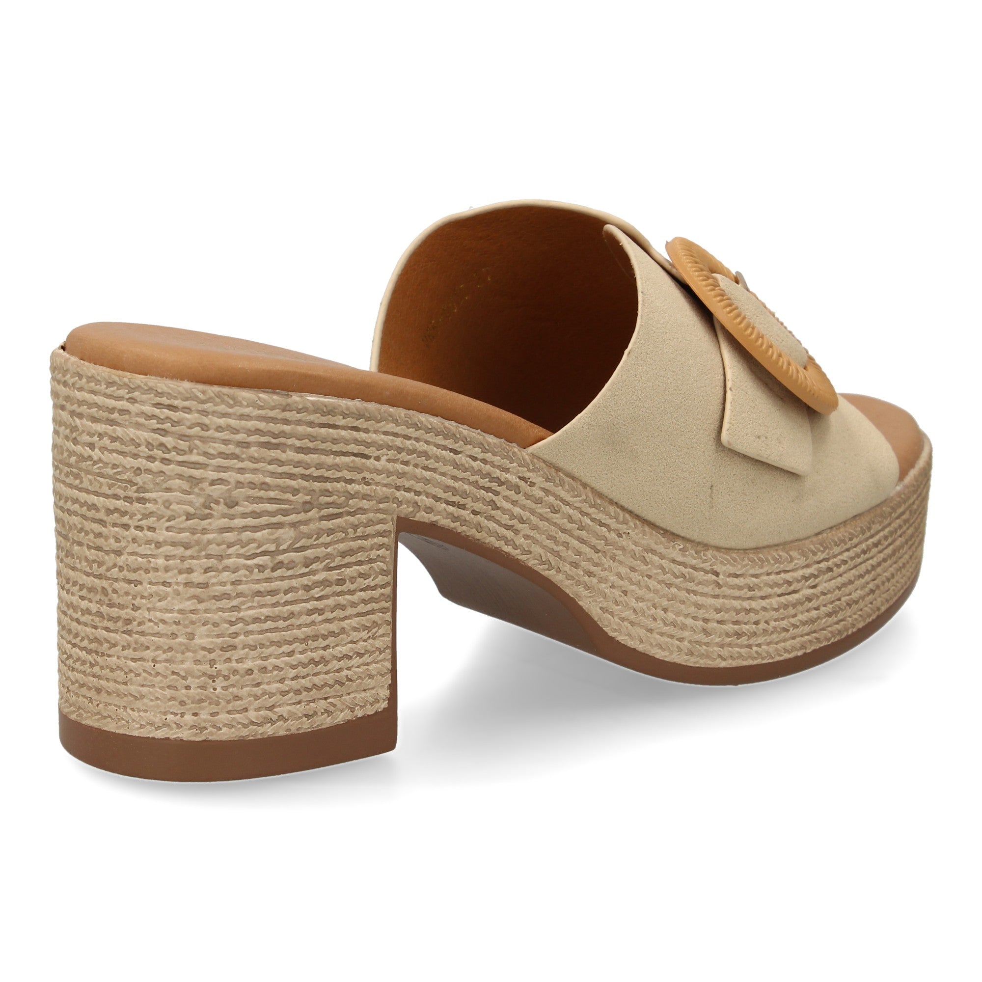 Zueco Beige De Tacon Bajo Elegante