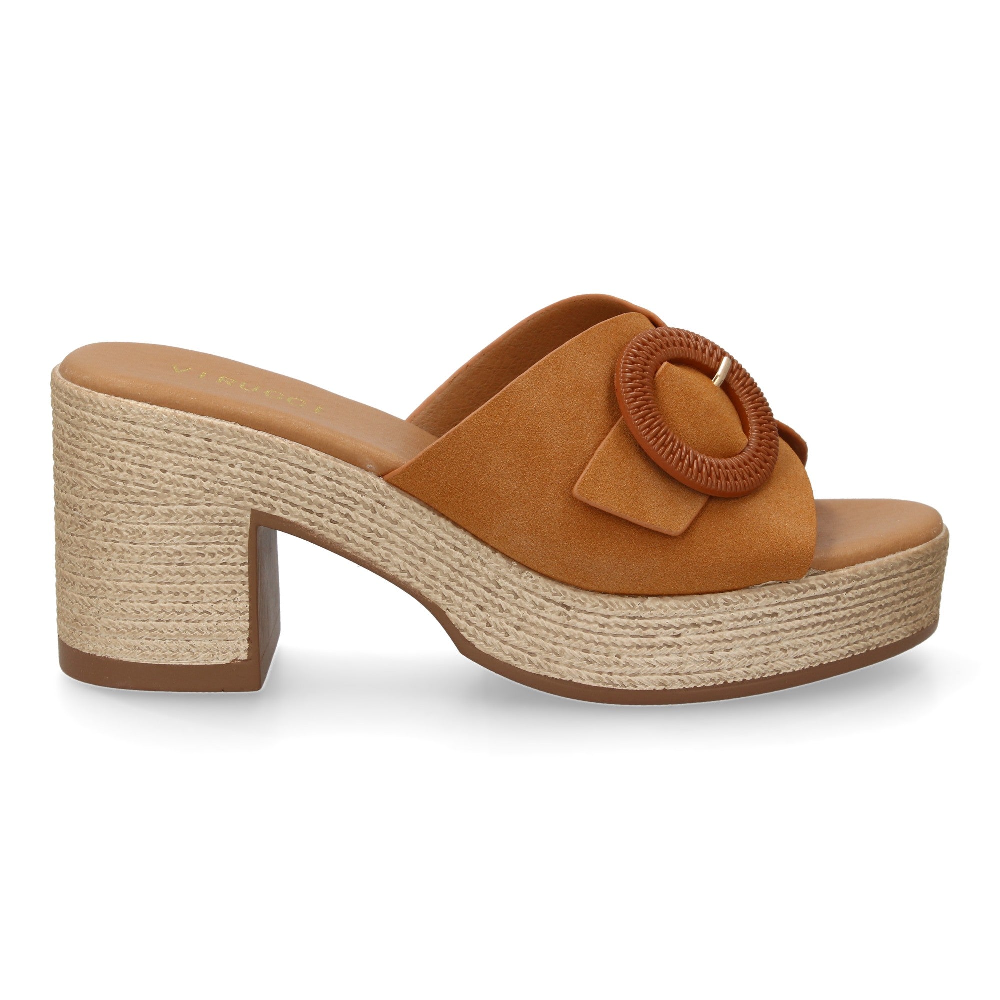 Zueco Camel de Tacon Bajo Elegante  Para Mujer