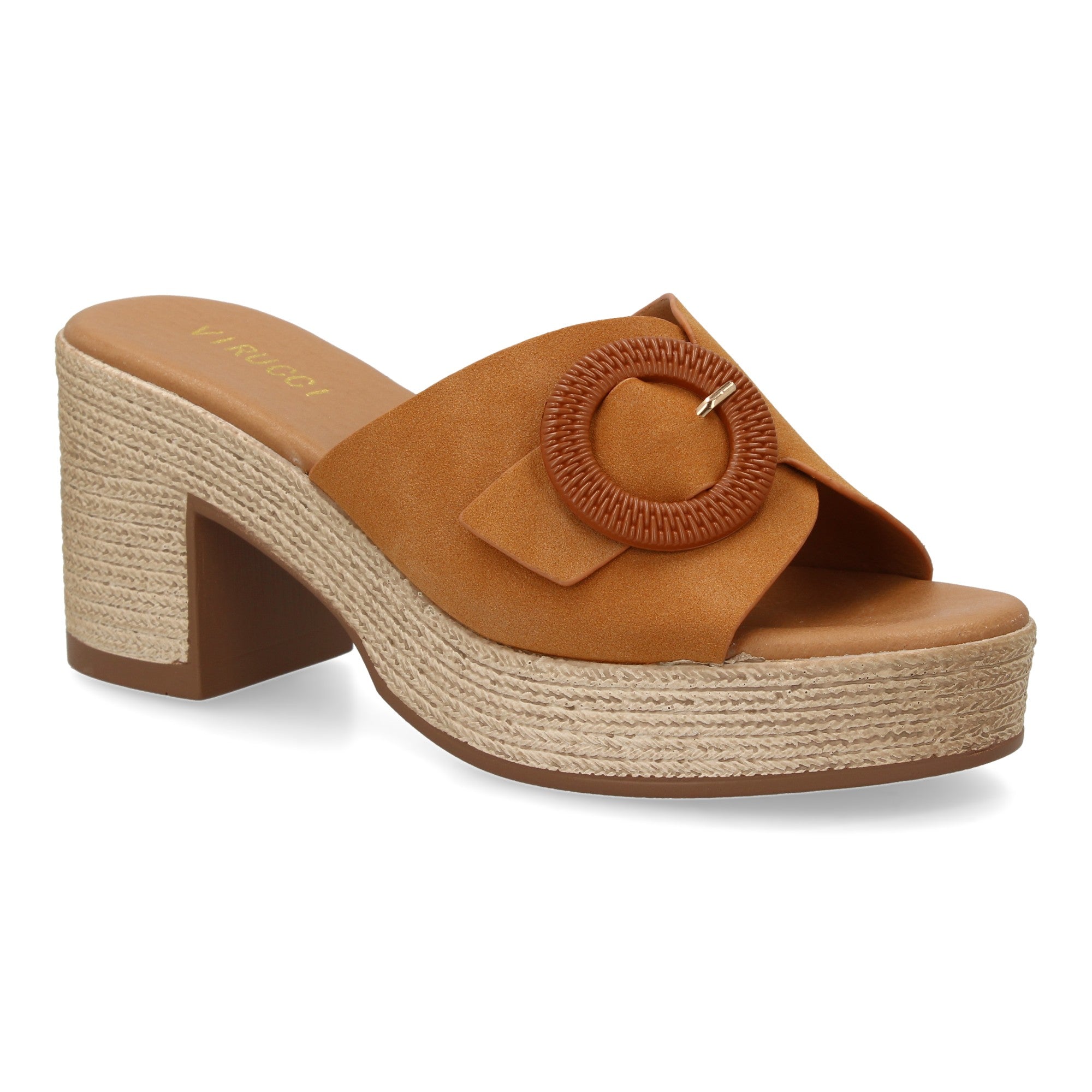 Zueco Camel de Tacon Bajo Elegante  Para Mujer
