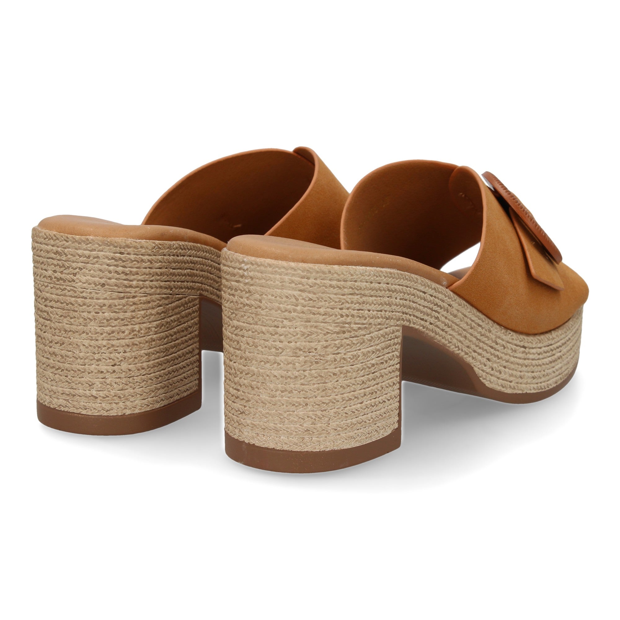 Zueco Camel de Tacon Bajo Elegante  Para Mujer