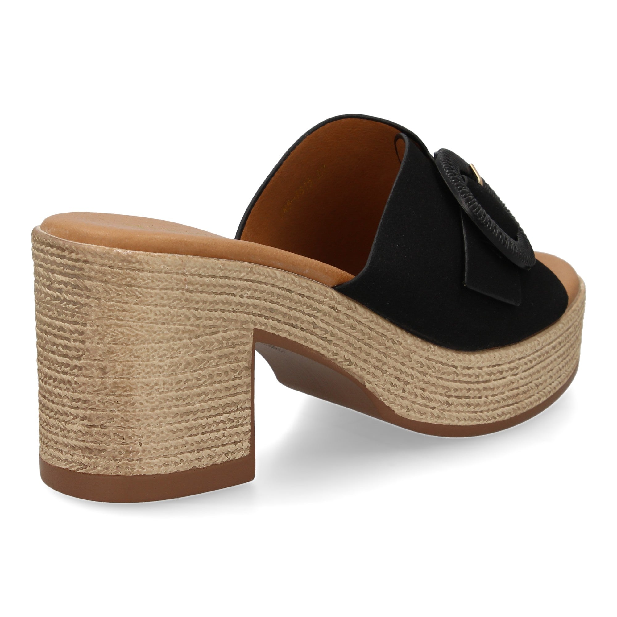 Zueco Negro de Tacon Bajo Elegante  Para Mujer