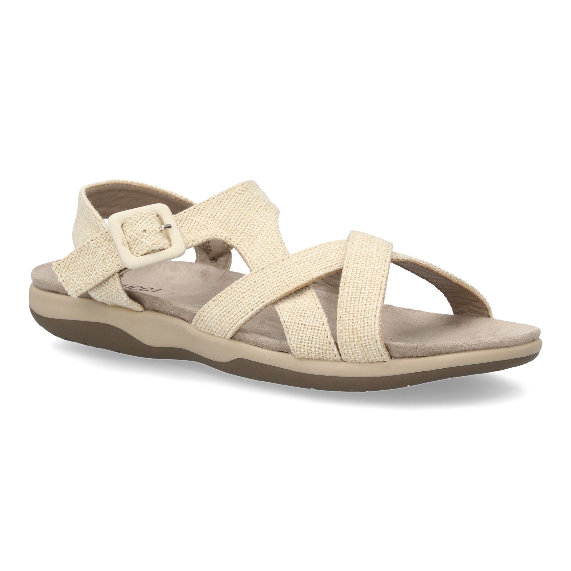 Sandalia Plana de Mujer, Cómoda y Elegante con Tiras Cruzadas y Hebilla