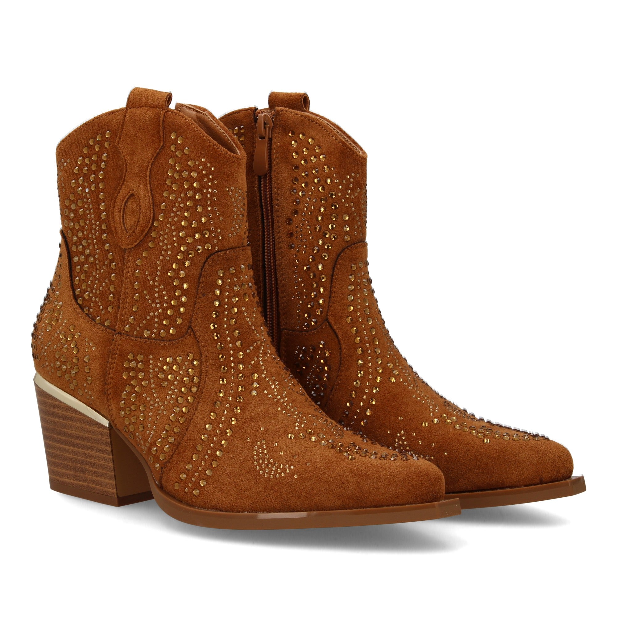 Botienes camel con detalles brillantes