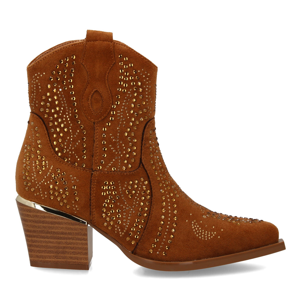 Botienes camel con detalles brillantes