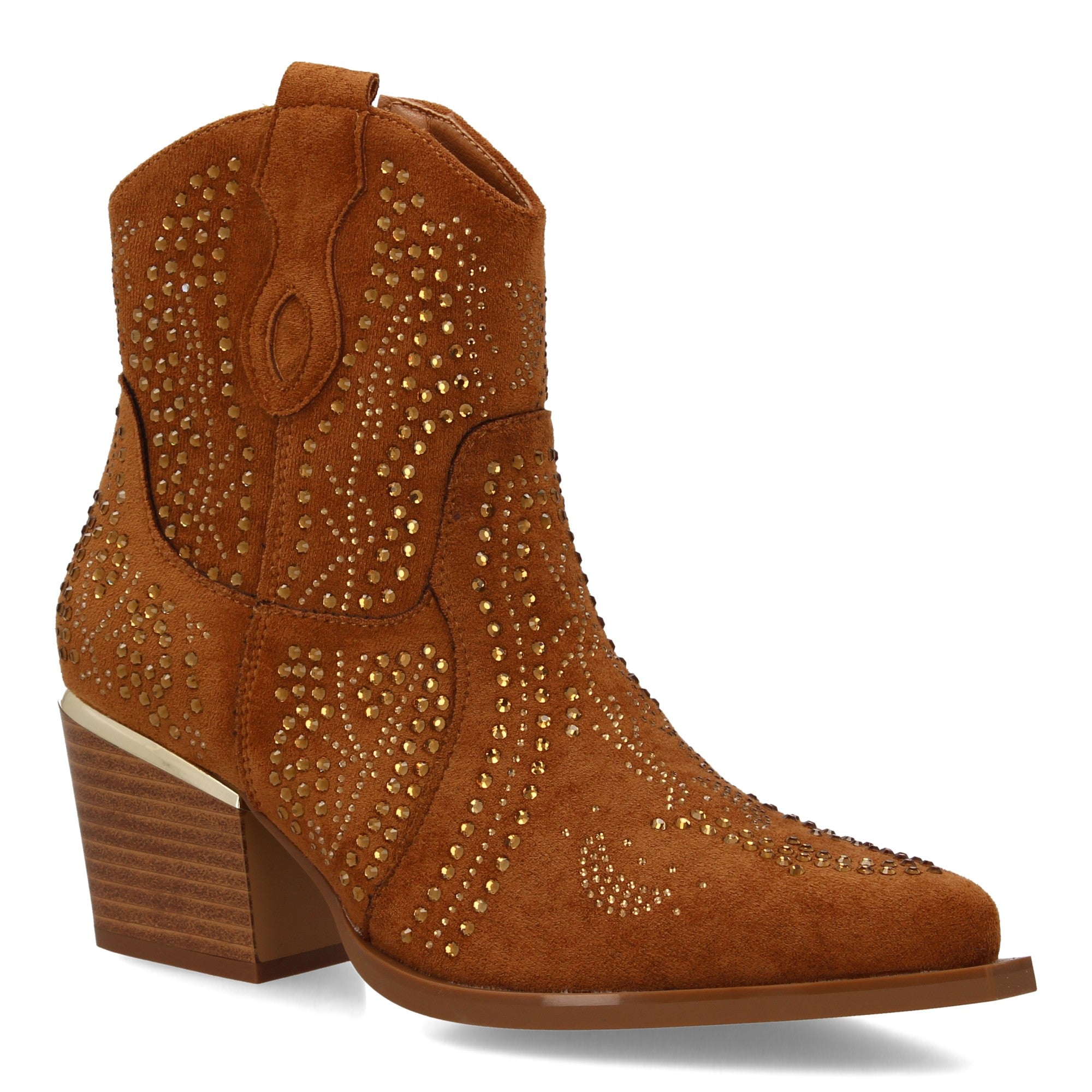 Botienes camel con detalles brillantes