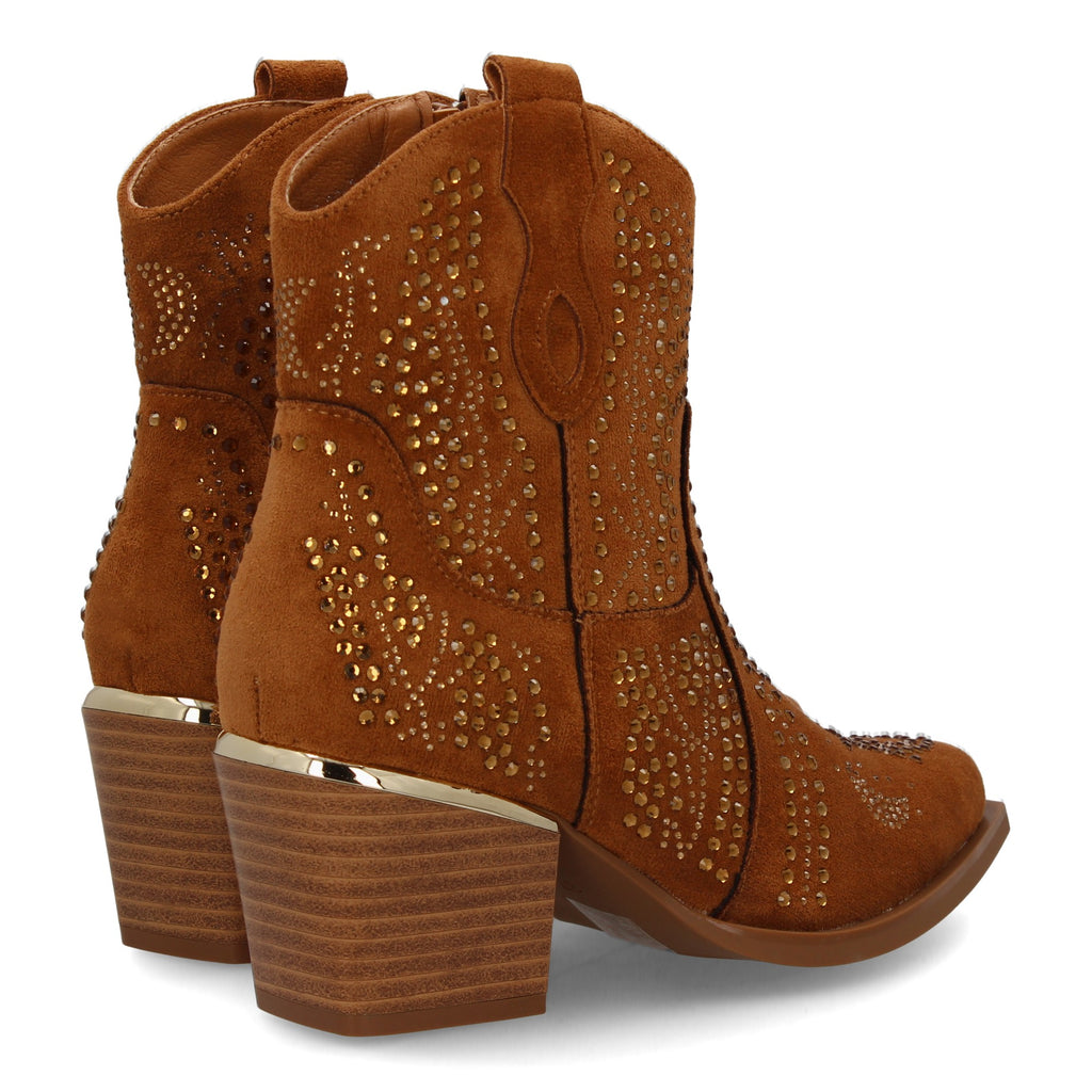 Botienes camel con detalles brillantes