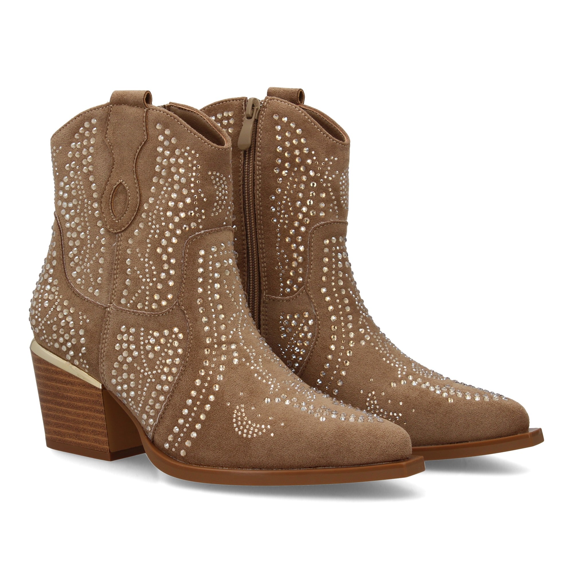 Botines kaki con detalles brllantes