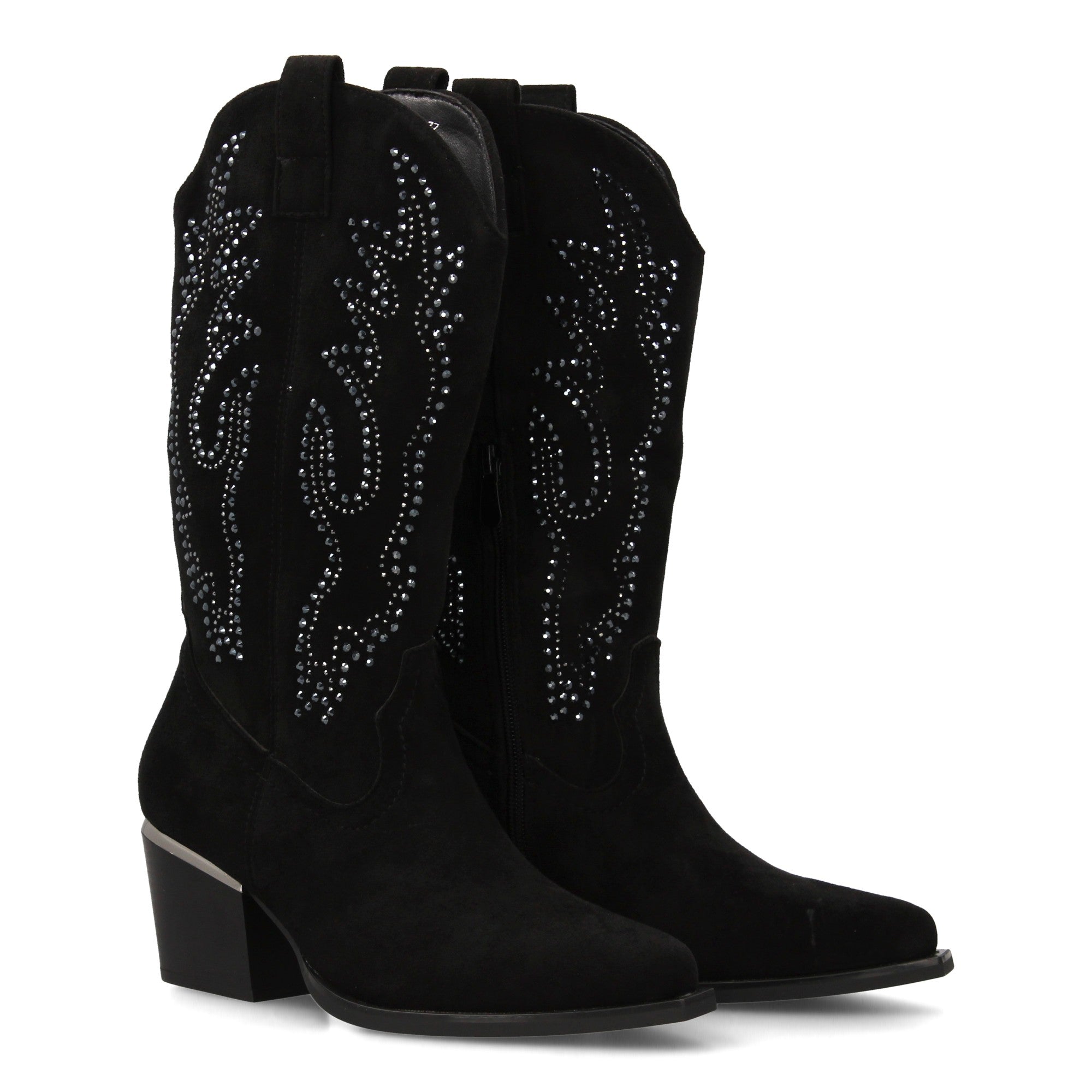 Bota de Mujer con Tacón Cómodo y Detalles Brillantes