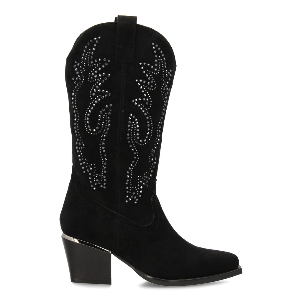 Bota de Mujer con Tacón Cómodo y Detalles Brillantes