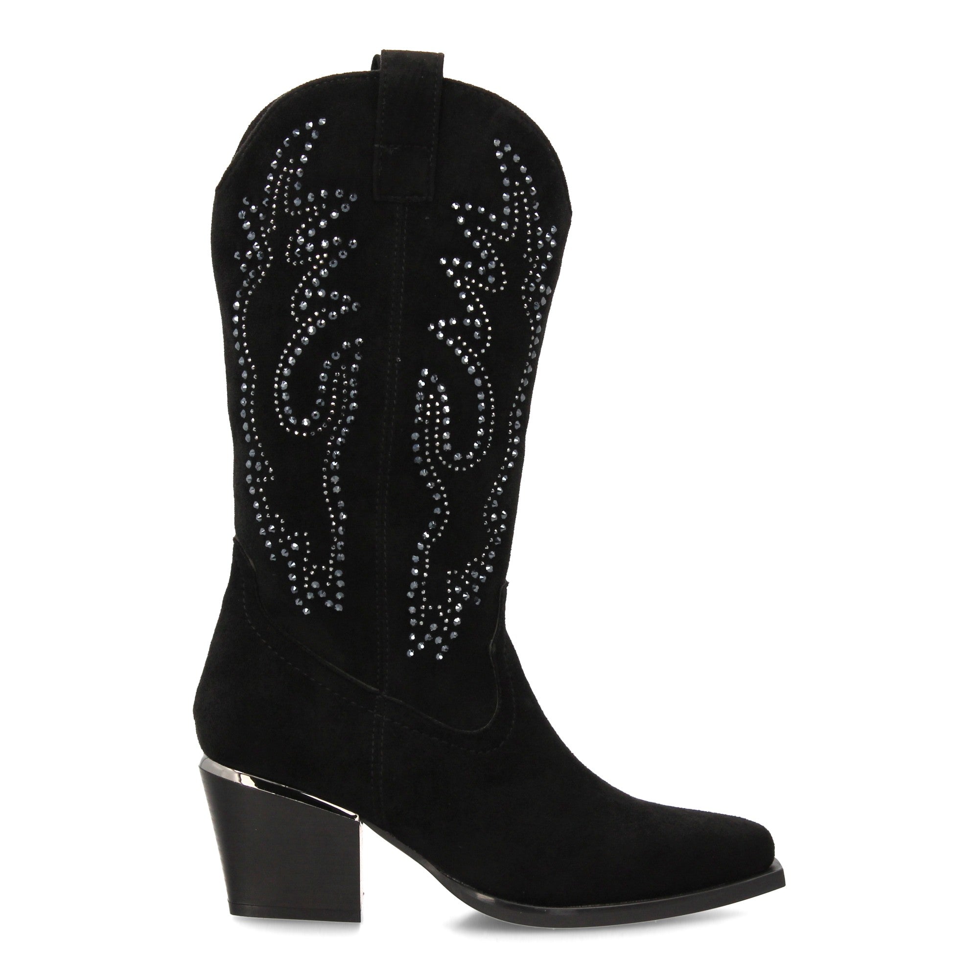 Bota de Mujer con Tacón Cómodo y Detalles Brillantes