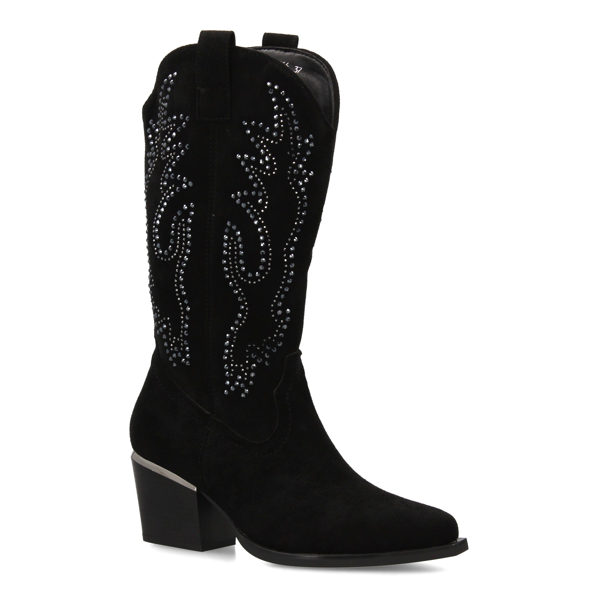 Bota de Mujer con Tacón Cómodo y Detalles Brillantes