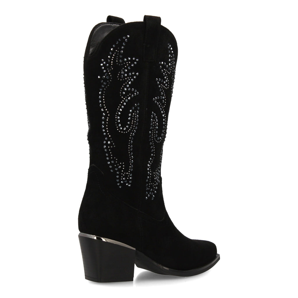 Bota de Mujer con Tacón Cómodo y Detalles Brillantes