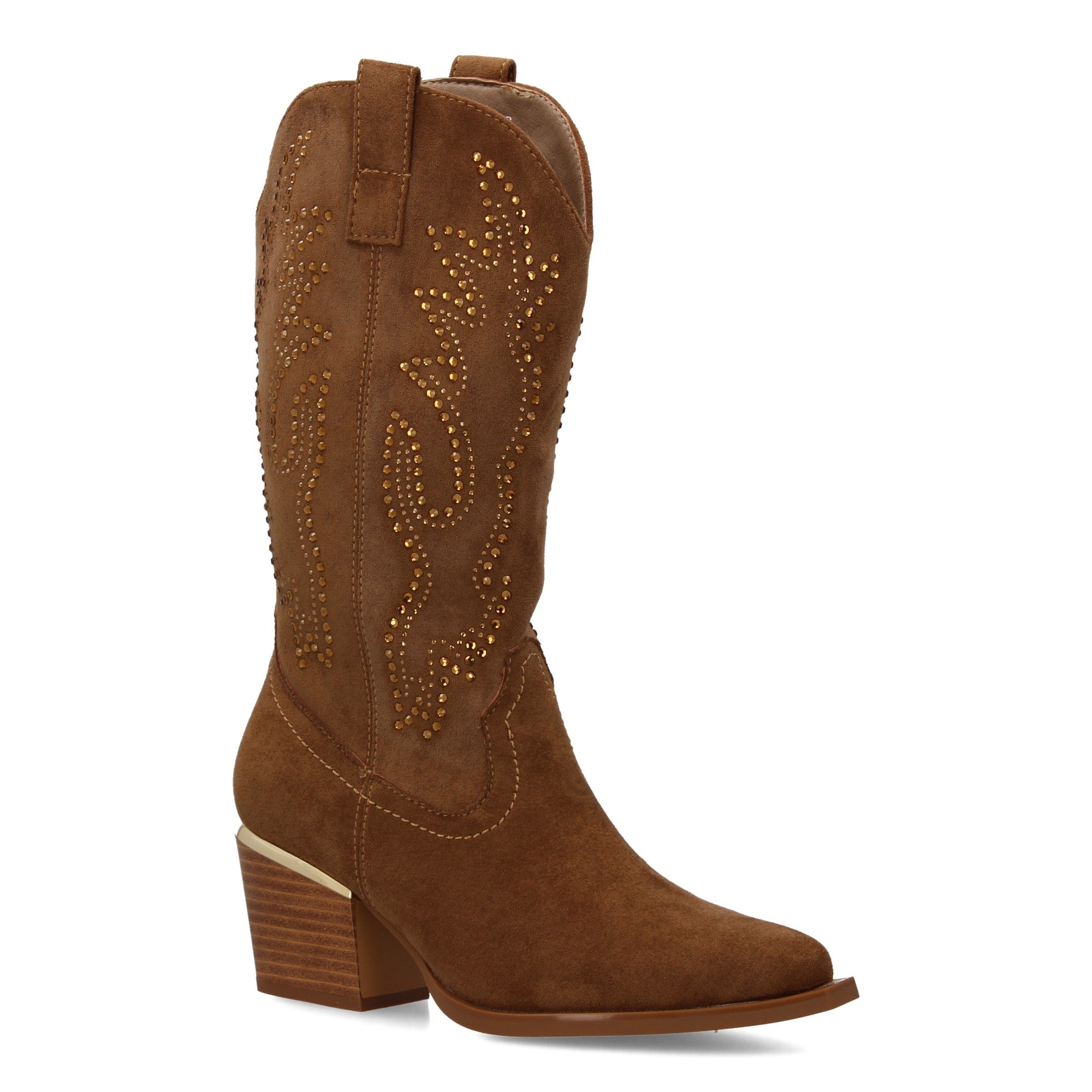 Bota de Mujer con Tacón Cómodo y Detalles Brillantes