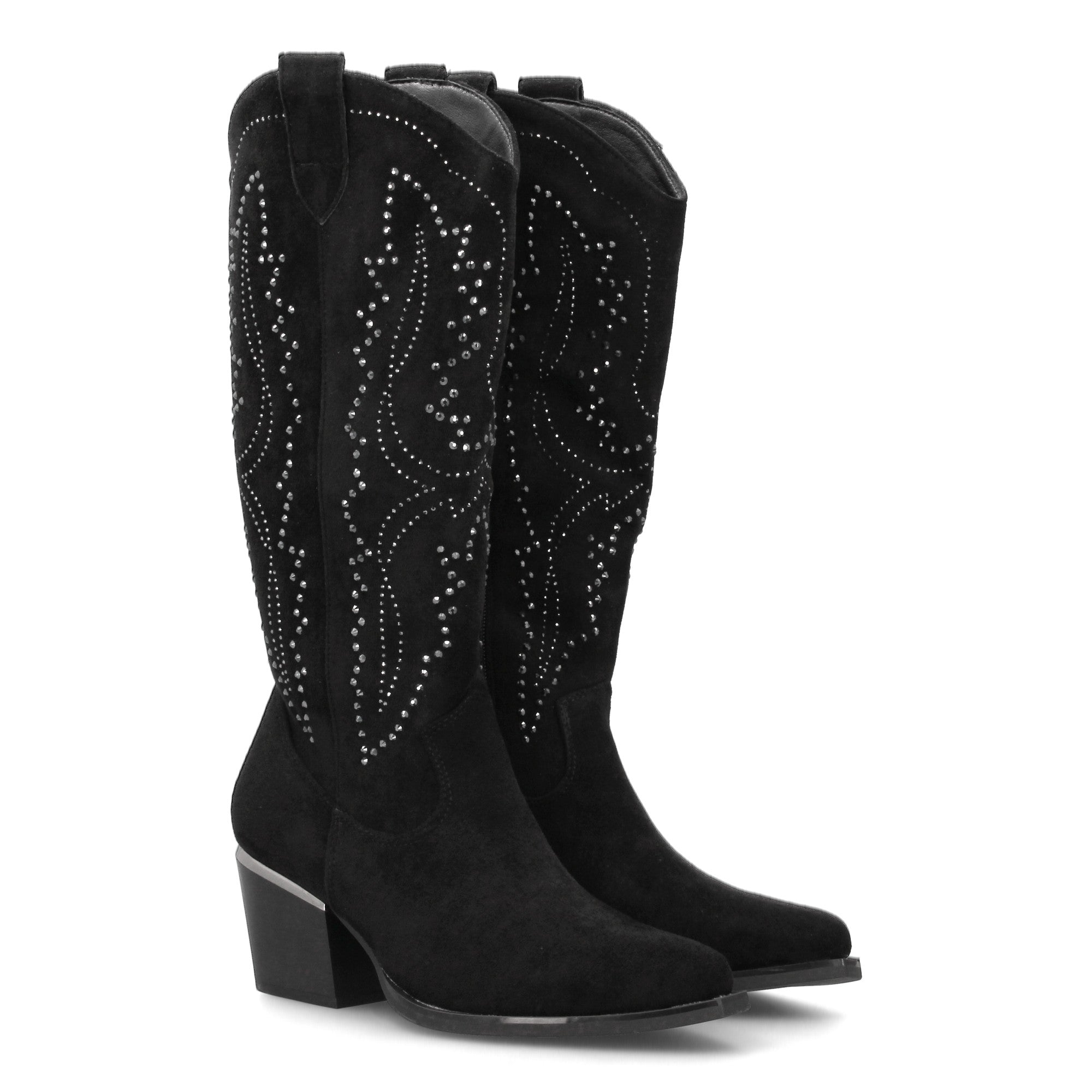 Bota de Mujer con Tacón Cómodo y Detalles Brillantes