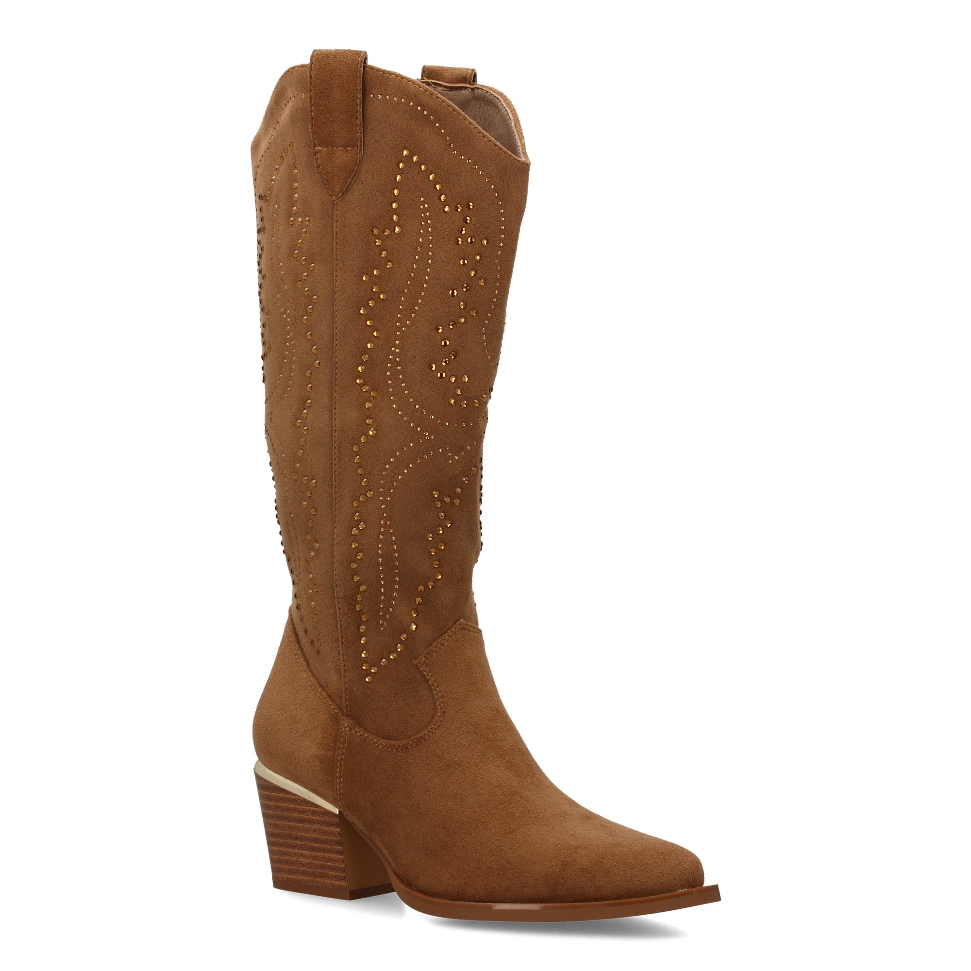 Bota de Mujer con Tacón Cómodo y Detalles Brillantes