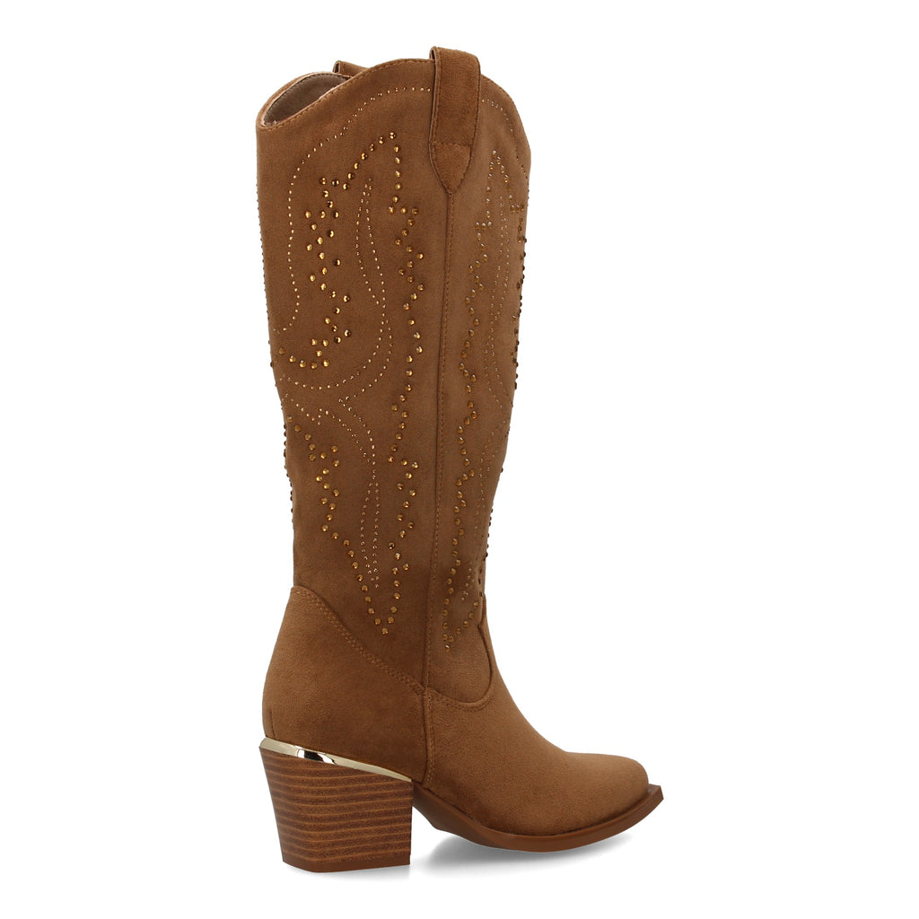 Bota de Mujer con Tacón Cómodo y Detalles Brillantes