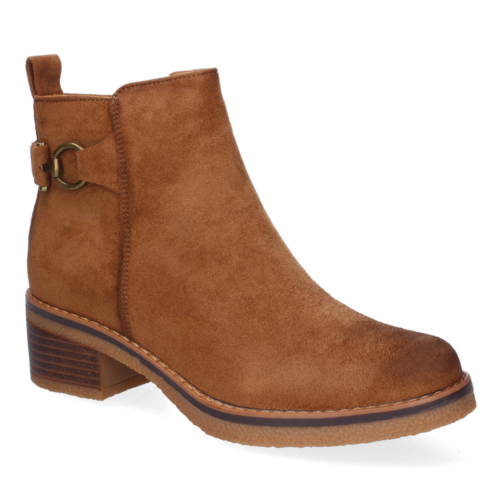 Botines taupe con adorno metálico