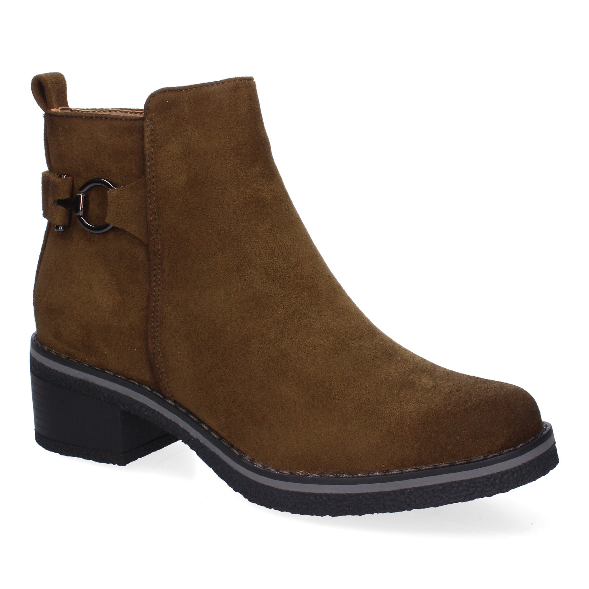 Botines verde con adorno metálico