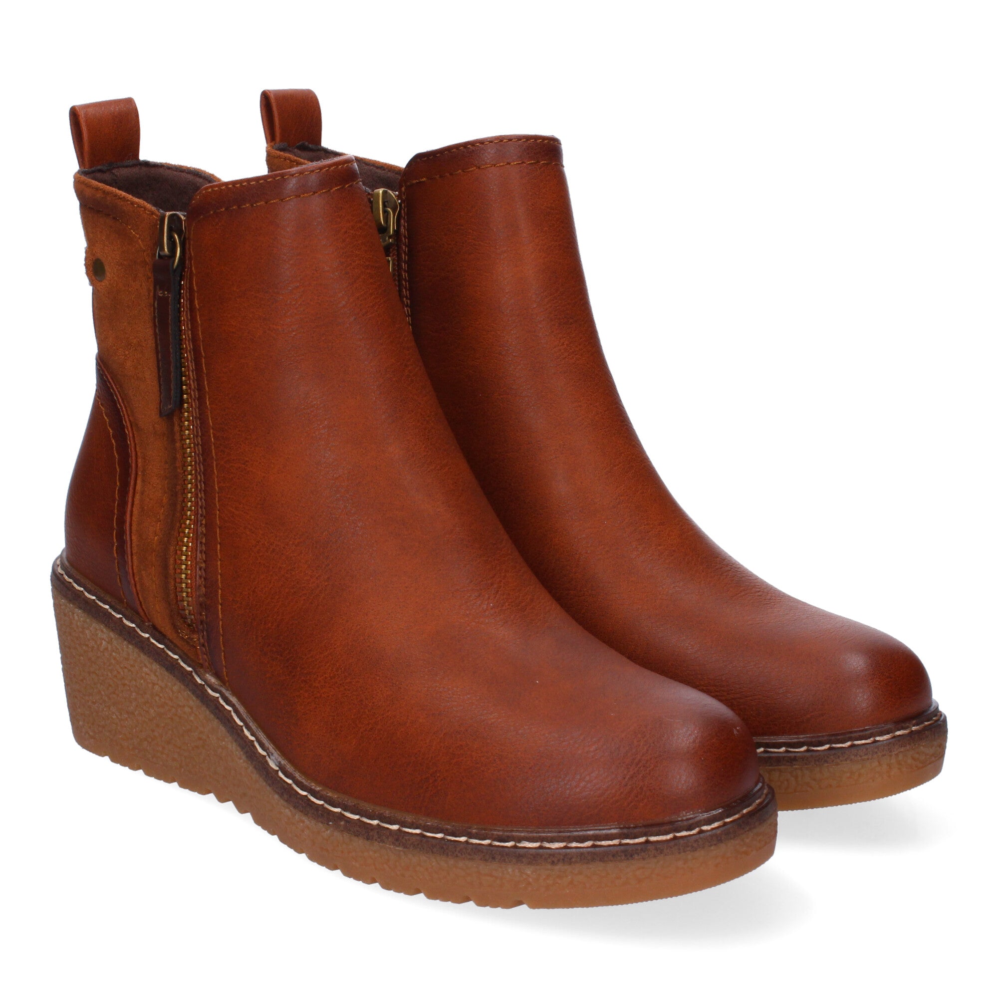 Botines cuero cuña