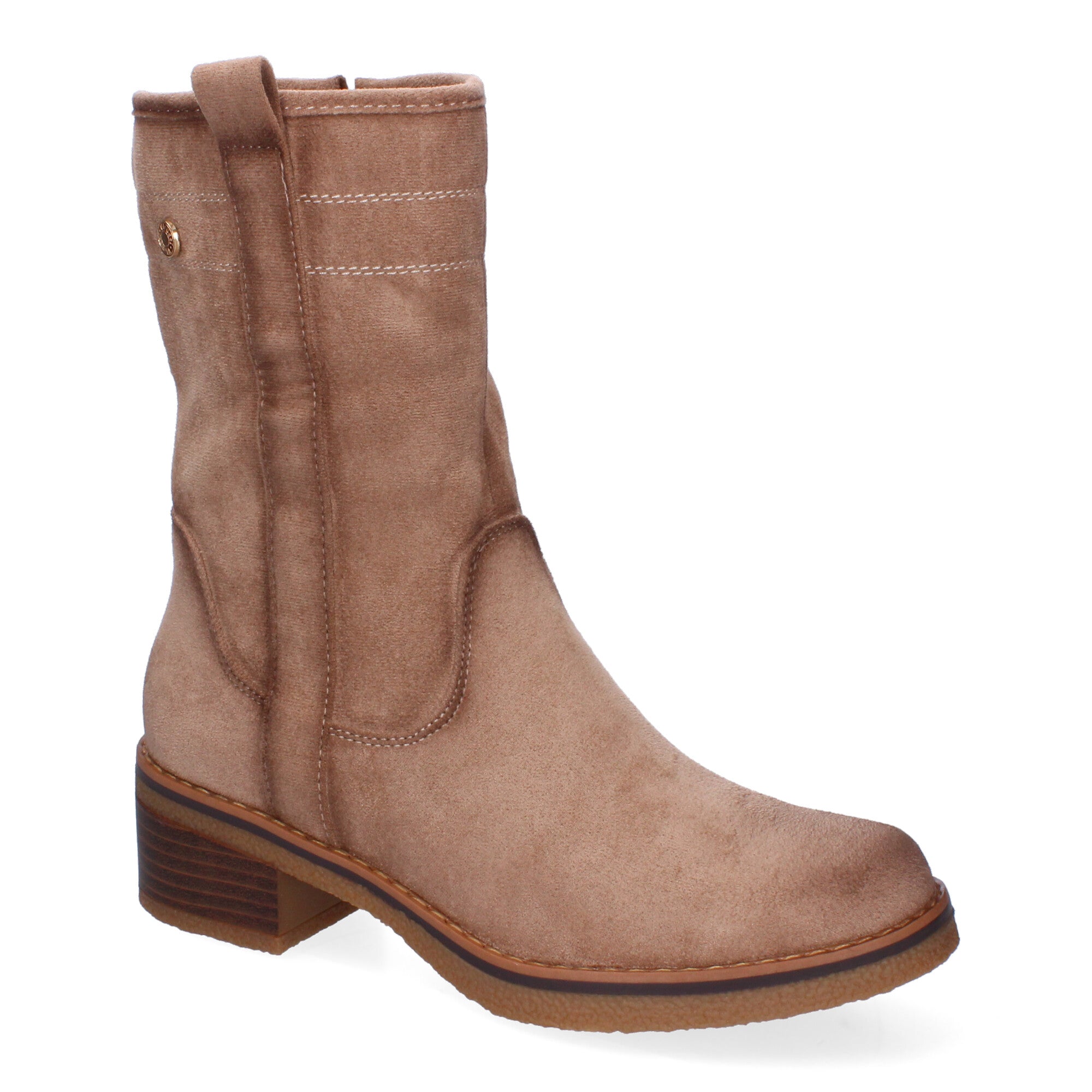 botines beige con cremallera lateral