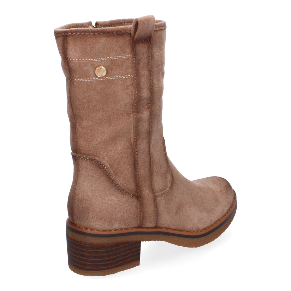 botines beige con cremallera lateral