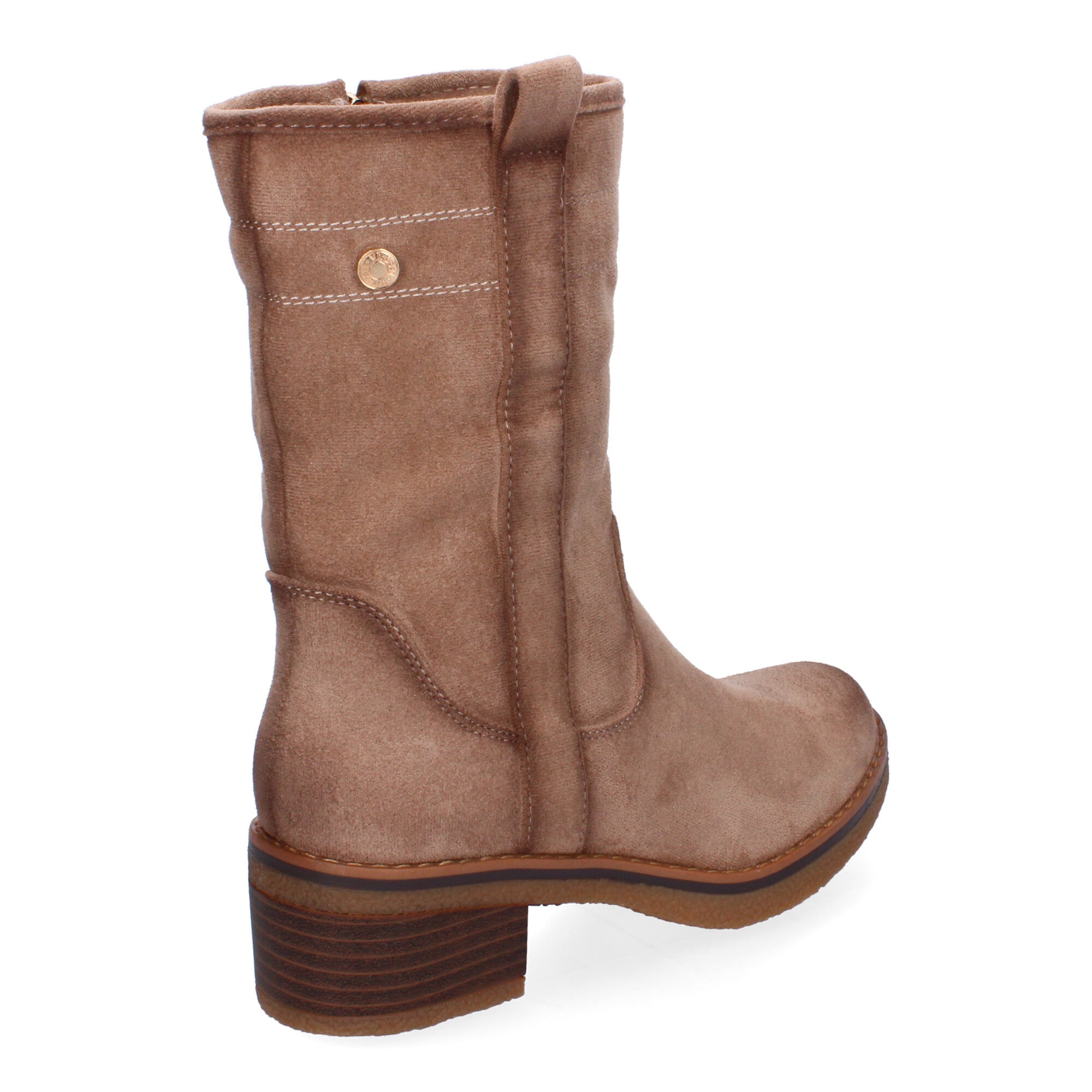 botines beige con cremallera lateral