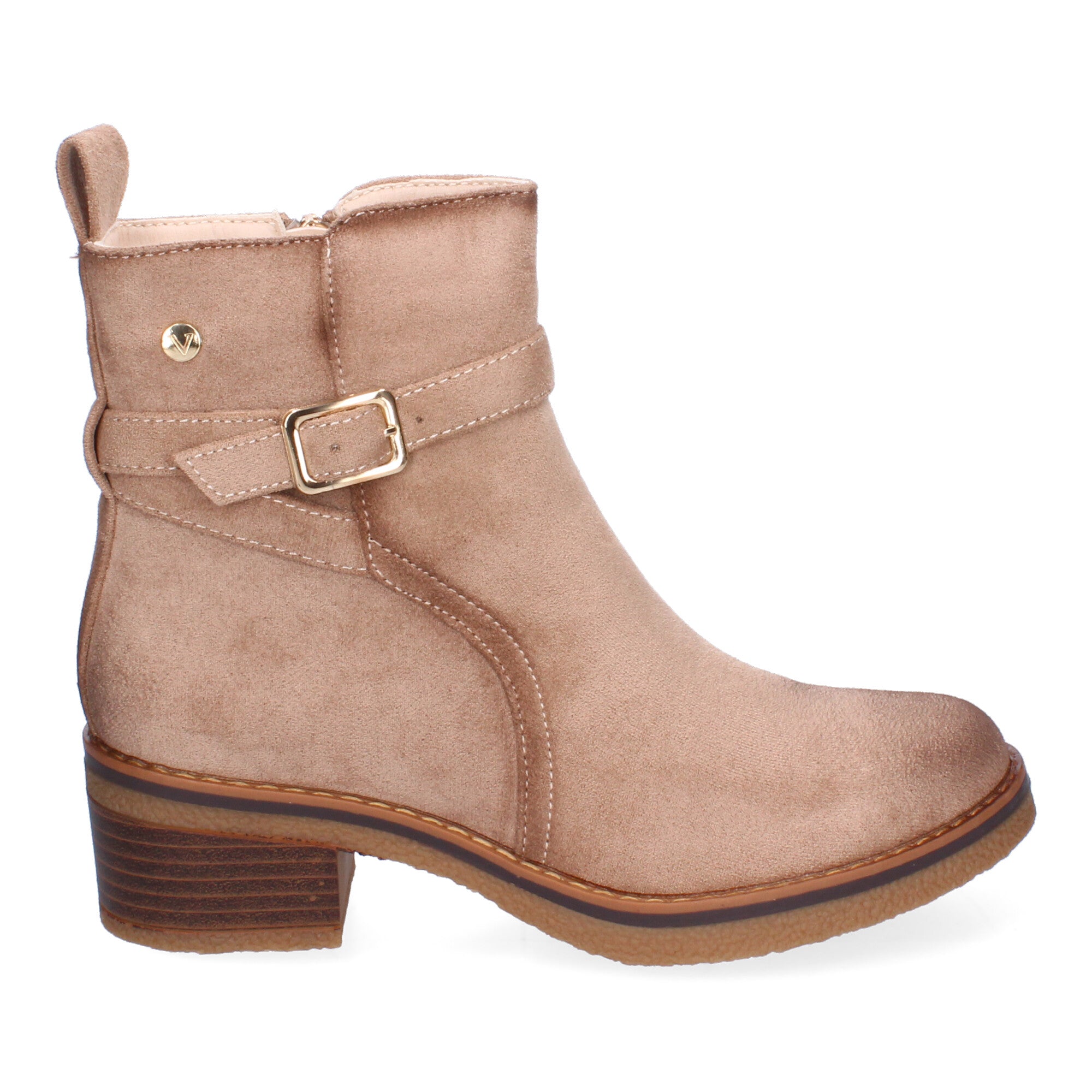 Botines beige con detalle hebilla