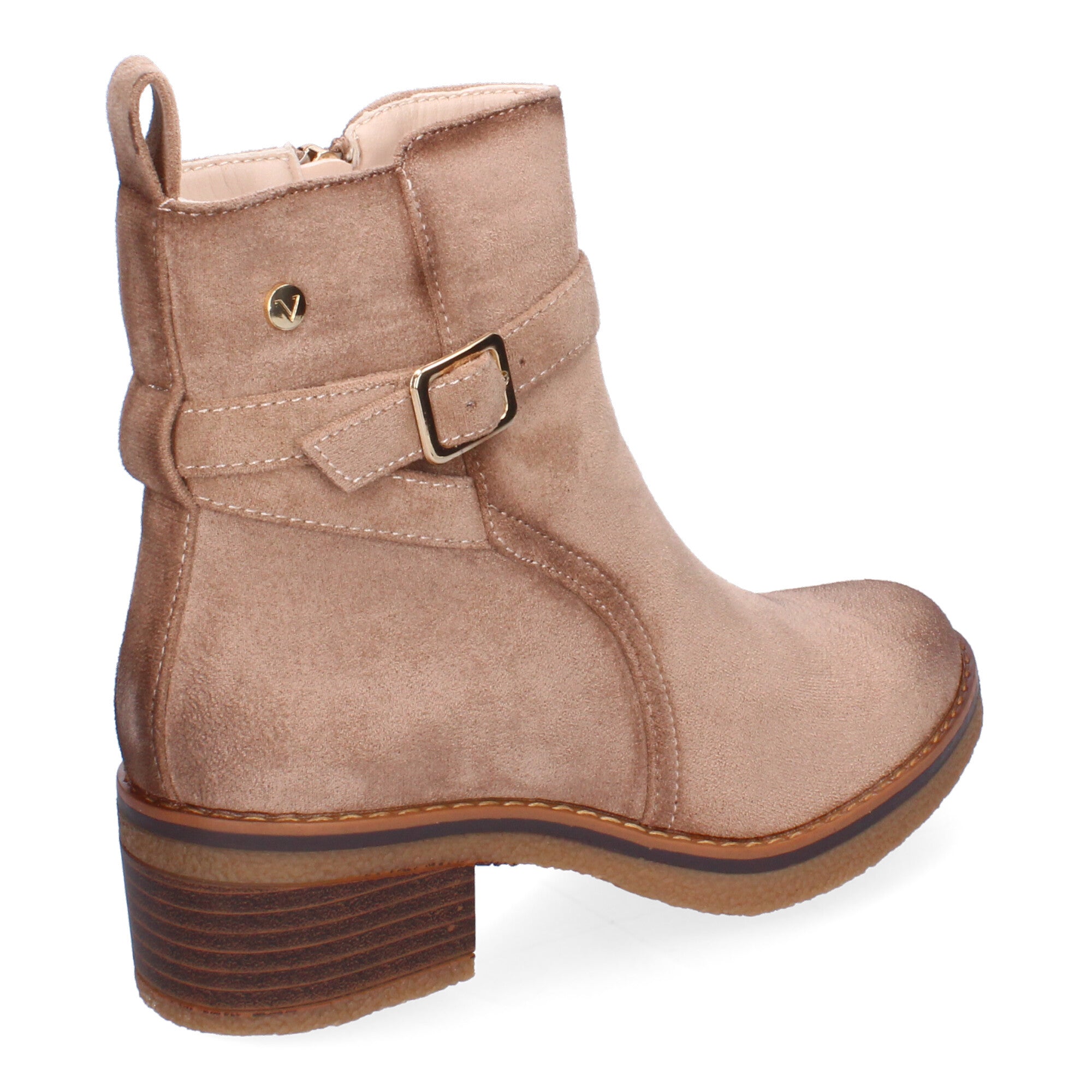 Botines beige con detalle hebilla