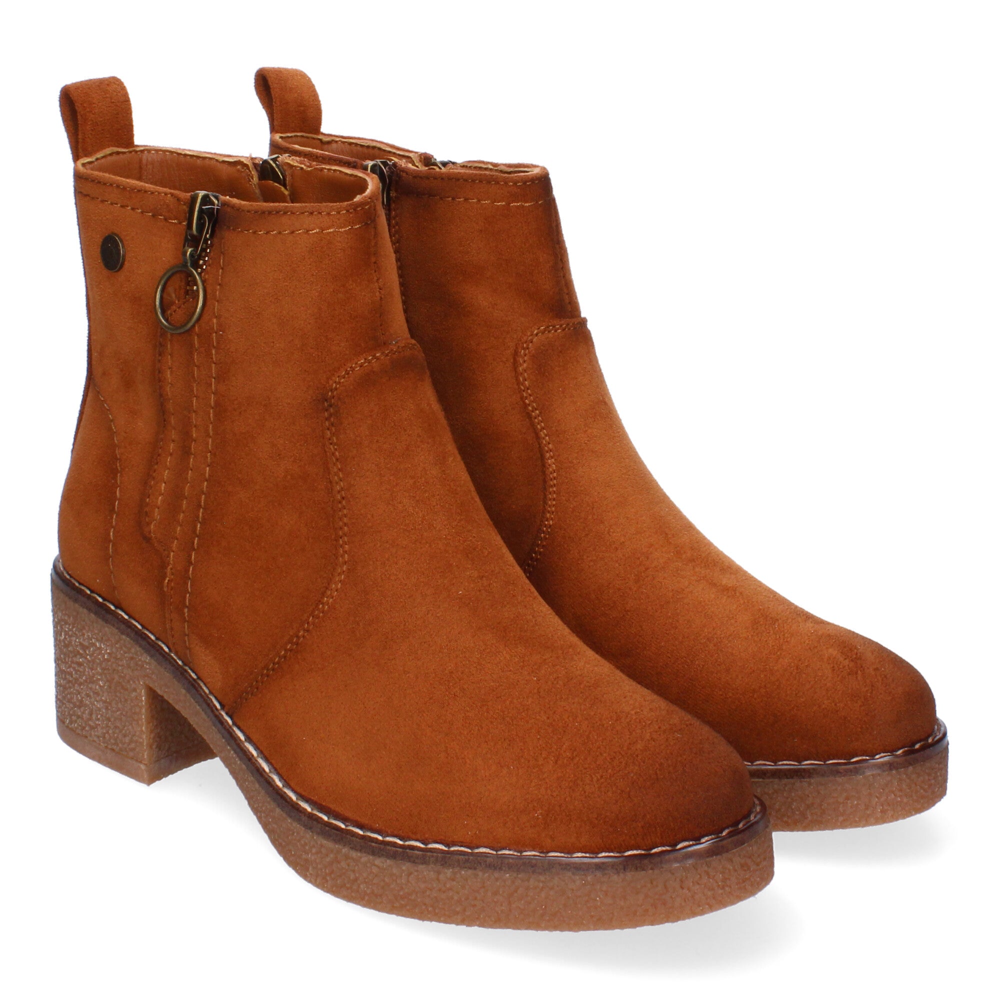 Botines cuero con punta redonda