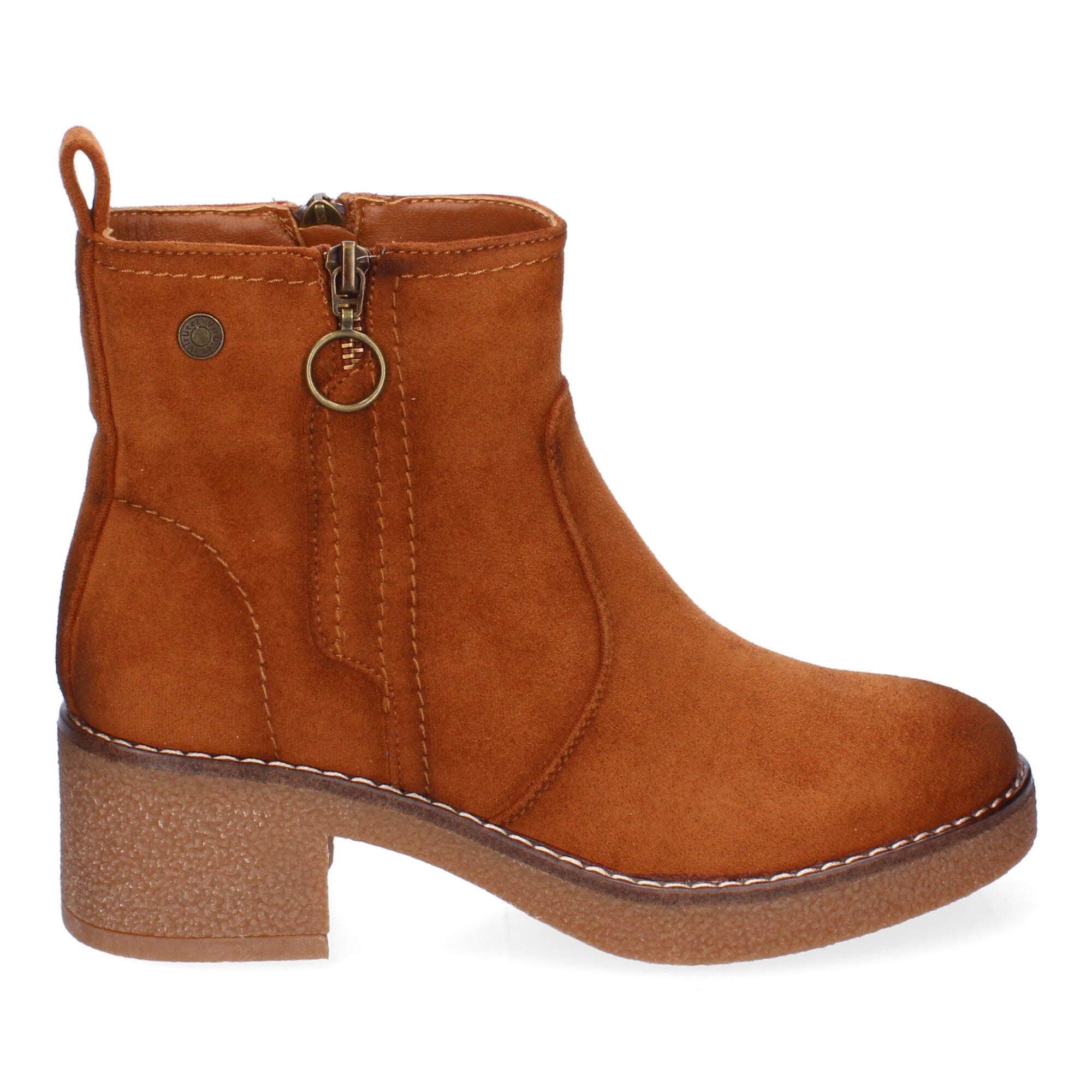 Botines cuero con punta redonda