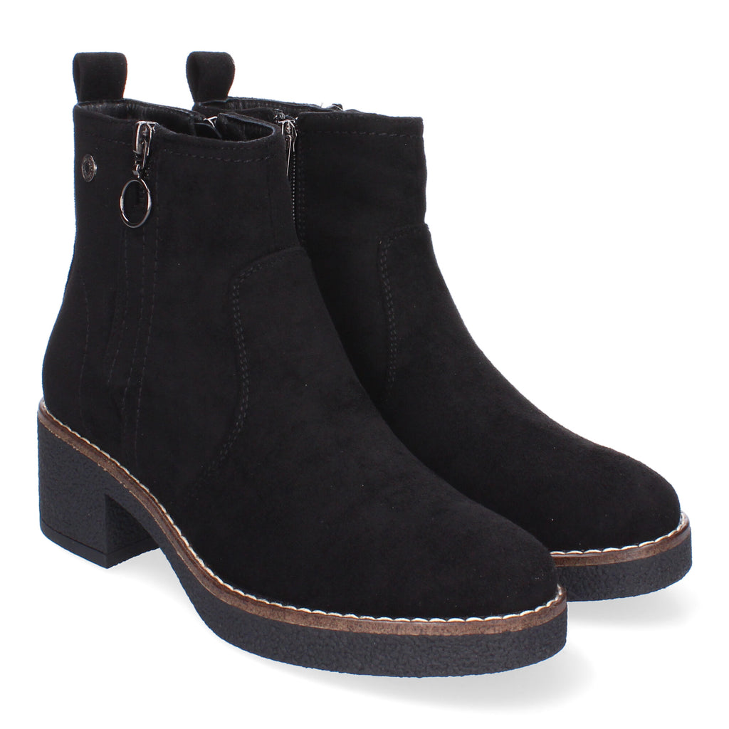 Botin negro con adorno cremallera