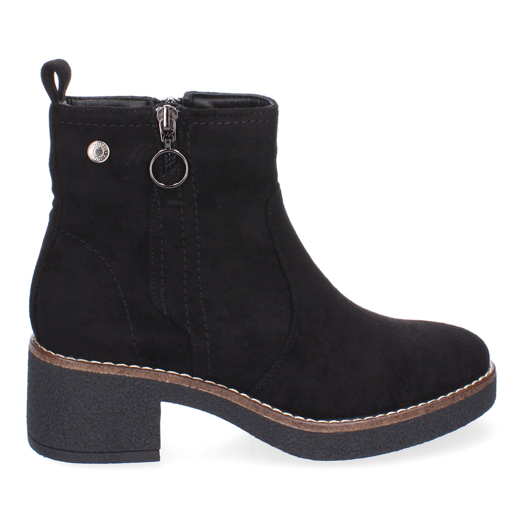 Botin negro con adorno cremallera