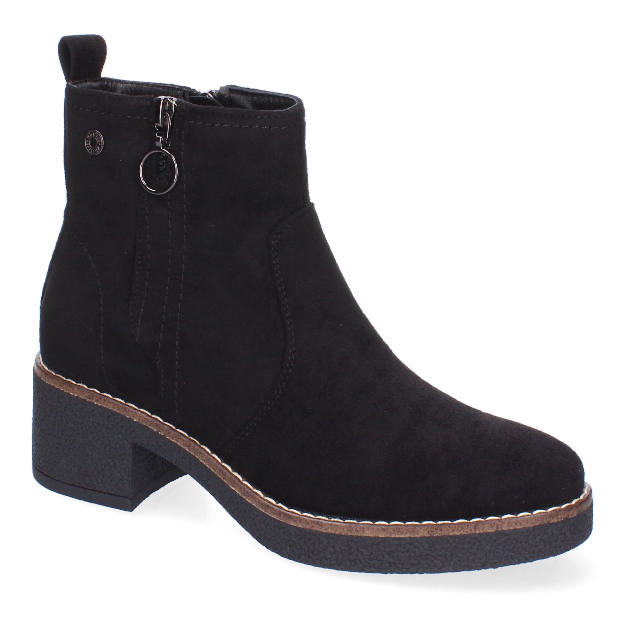 Botin negro con adorno cremallera