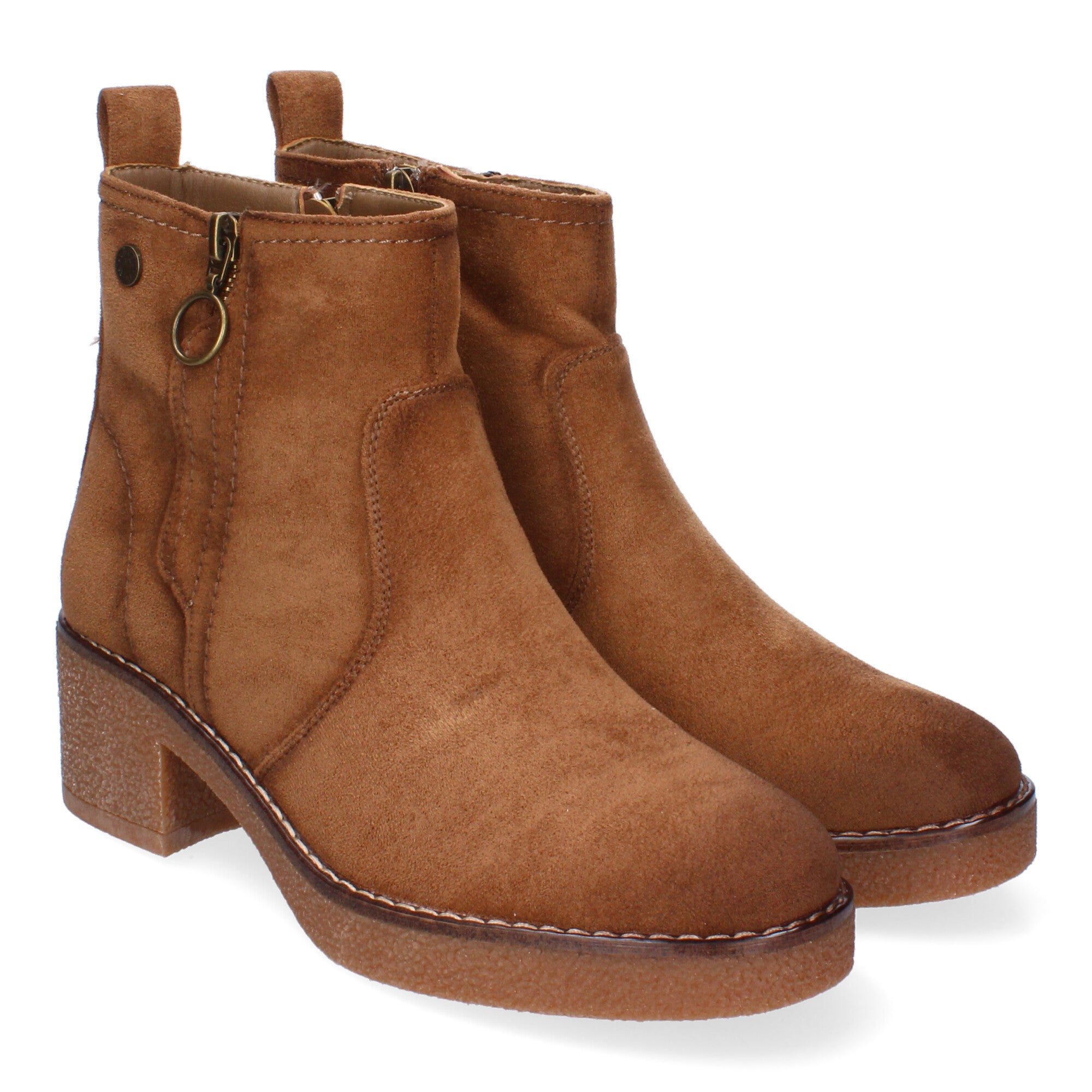 Botin taupe con adorno cremallera