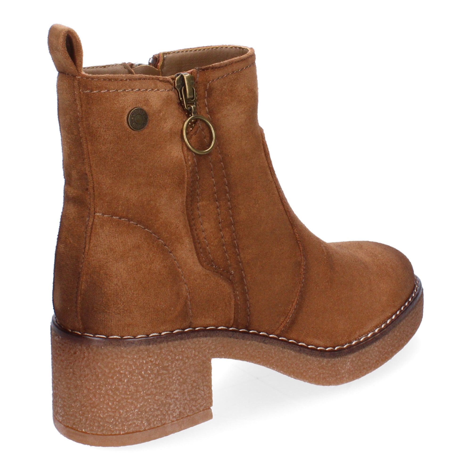 Botin taupe con adorno cremallera