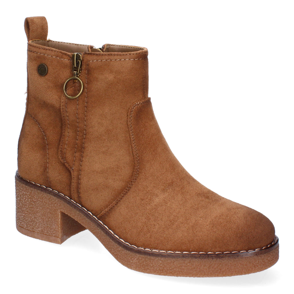Botin taupe con adorno cremallera